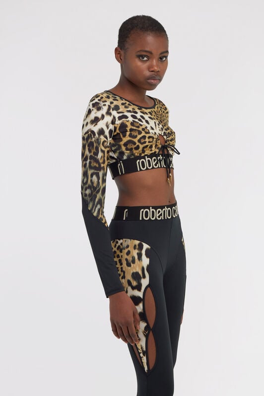 RC Crop top with Jaguar Skin print RC Crop top with Jaguar Skin print Light Brown SKT65A-LNG34