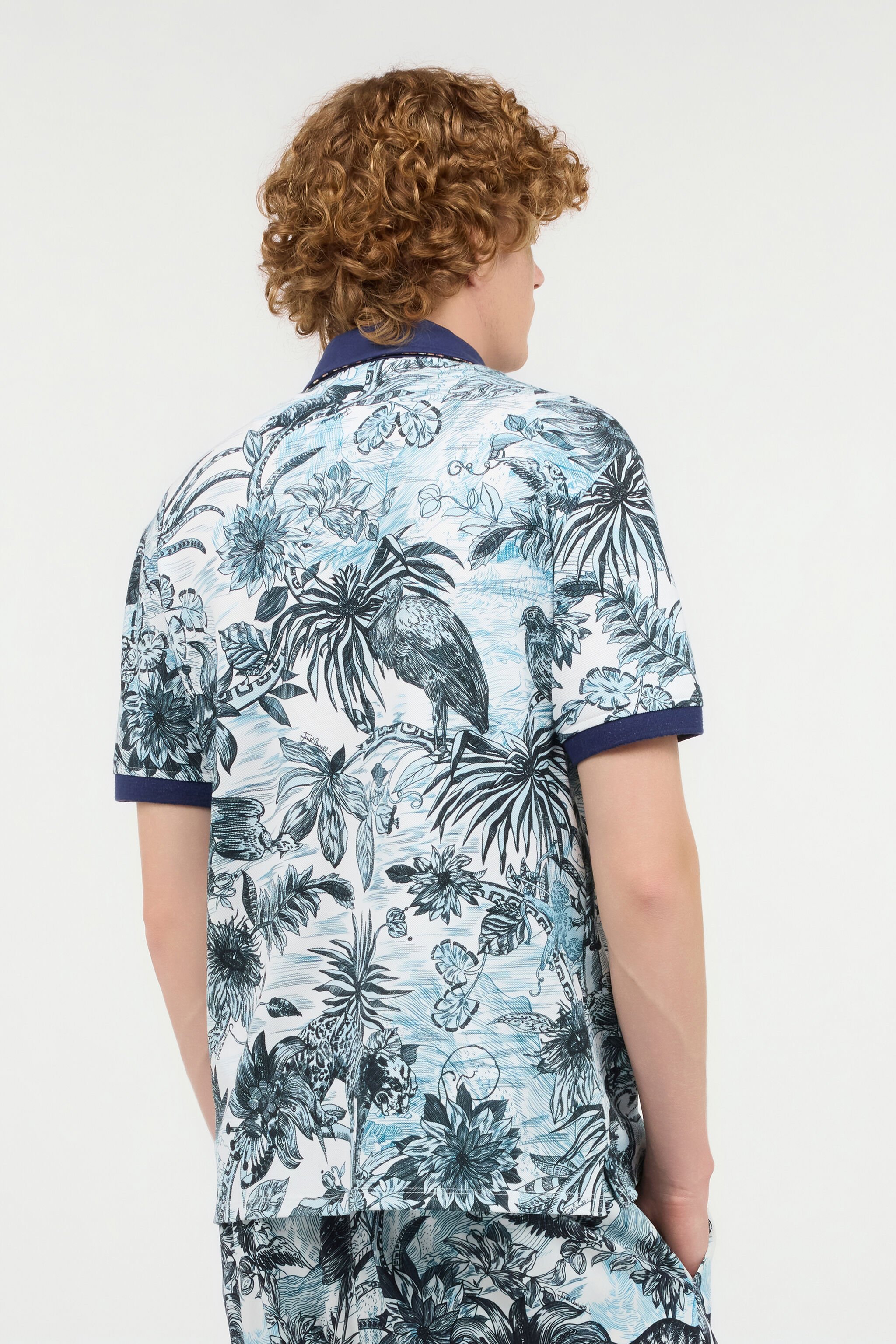 JC Polo Avec Imprimé Jungle Et Monogramme Bleu clair UFT019-UF039