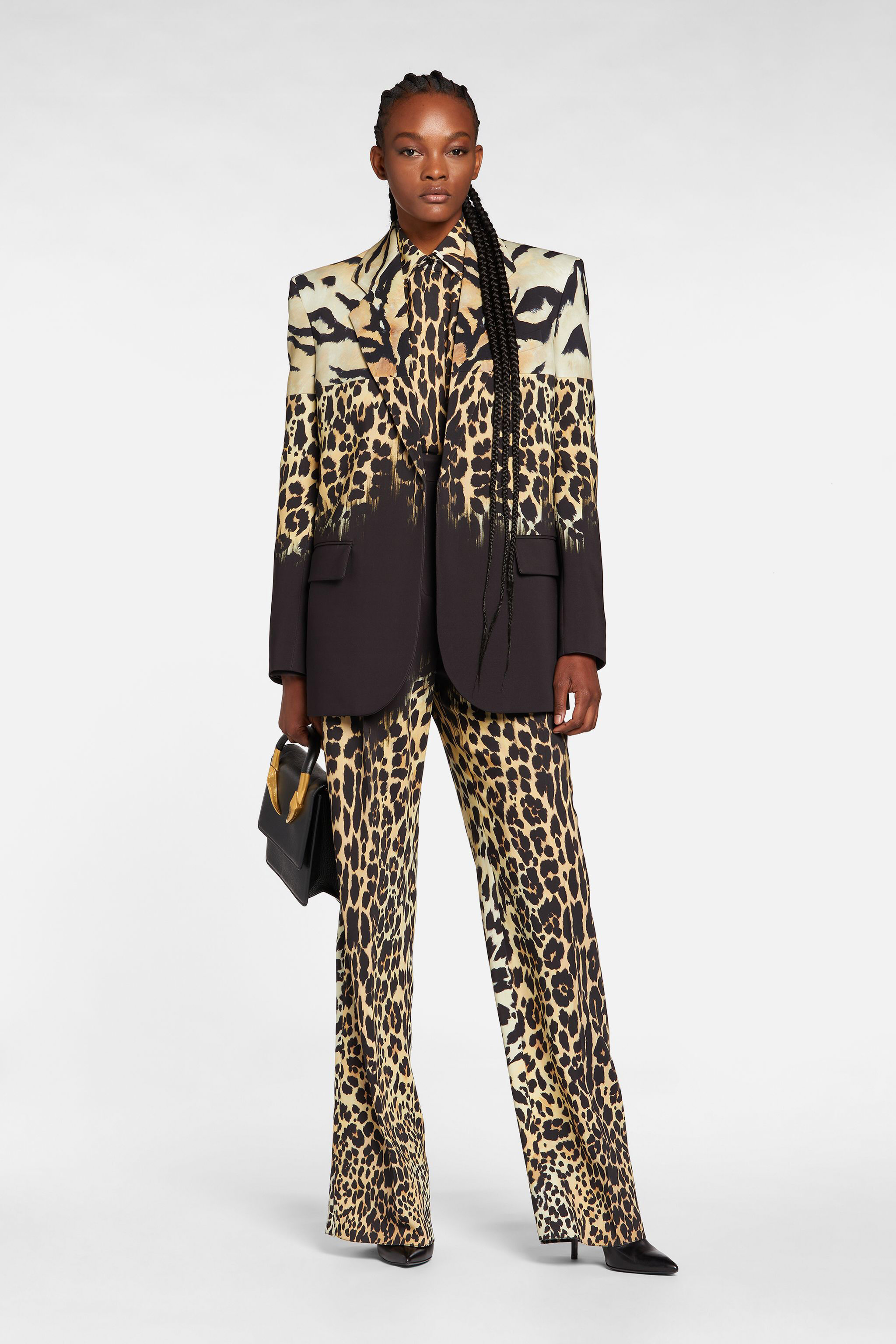 RC Leopard print button-up shirt BLACK/RUM/NUDE NQT701-THB78