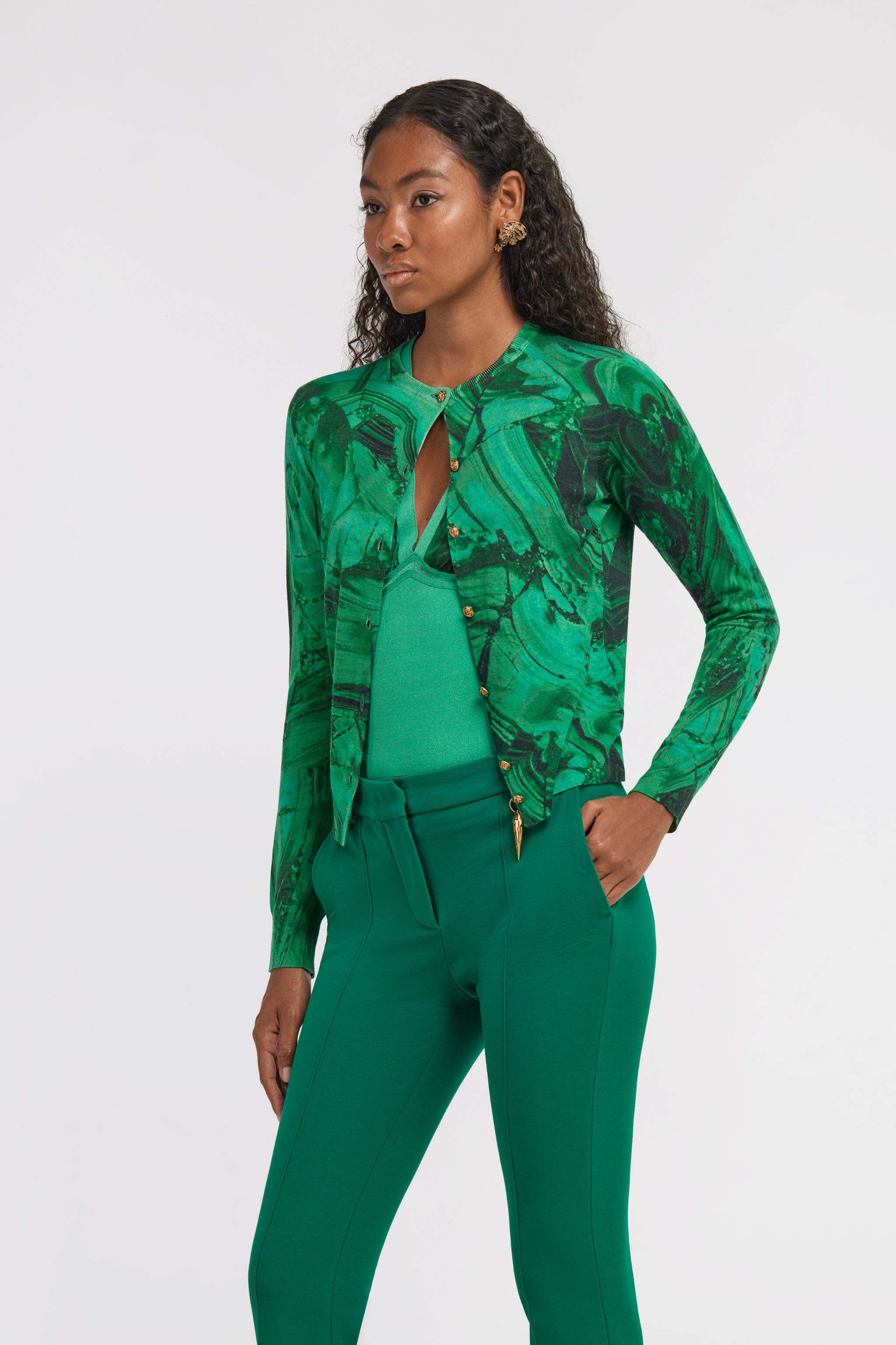 RC Malachite print cardigan Green TKM905-MQ014