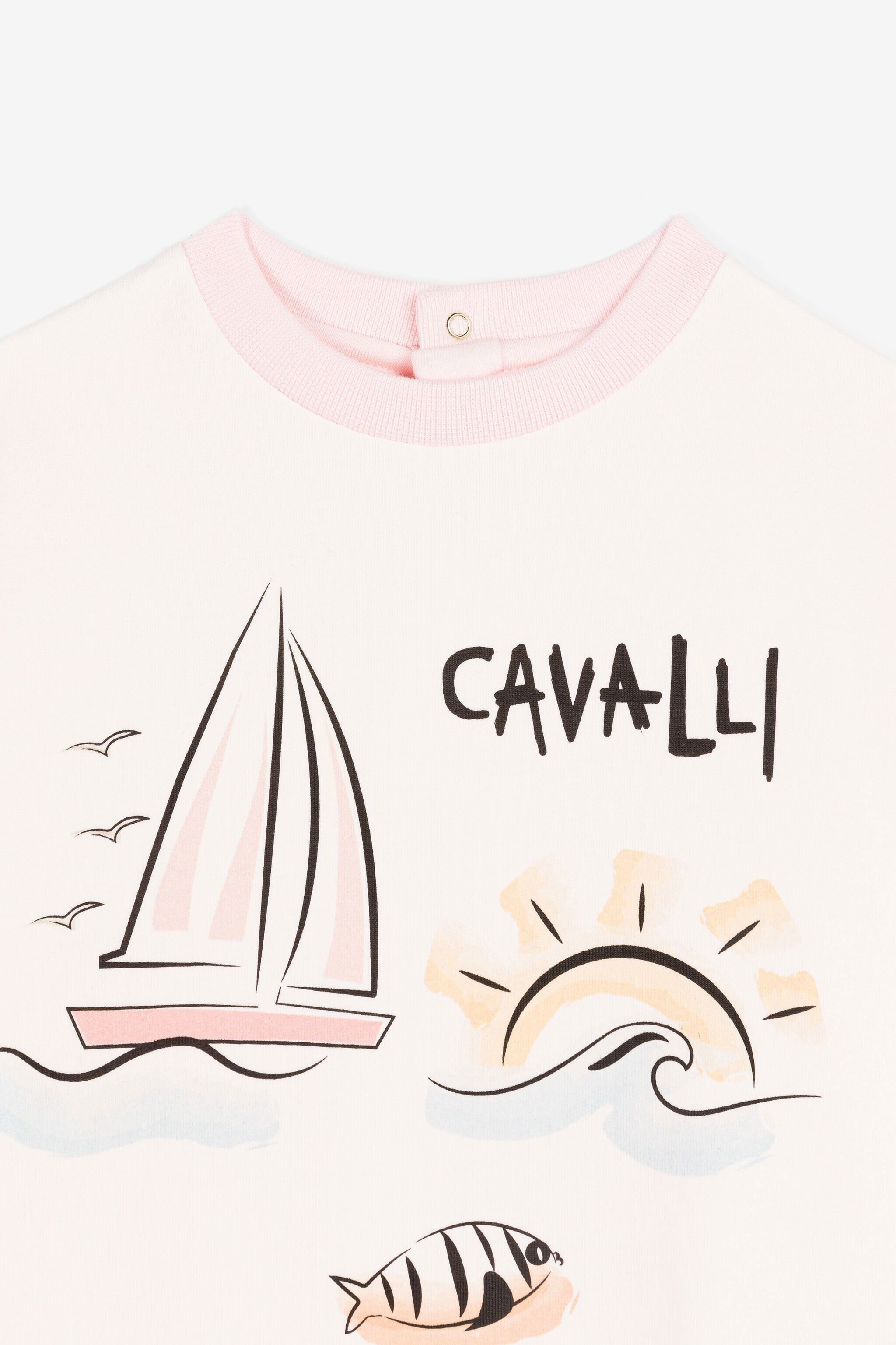 JU Felpa con logo e stampa Seascape Rosa OJT955-ISA2J