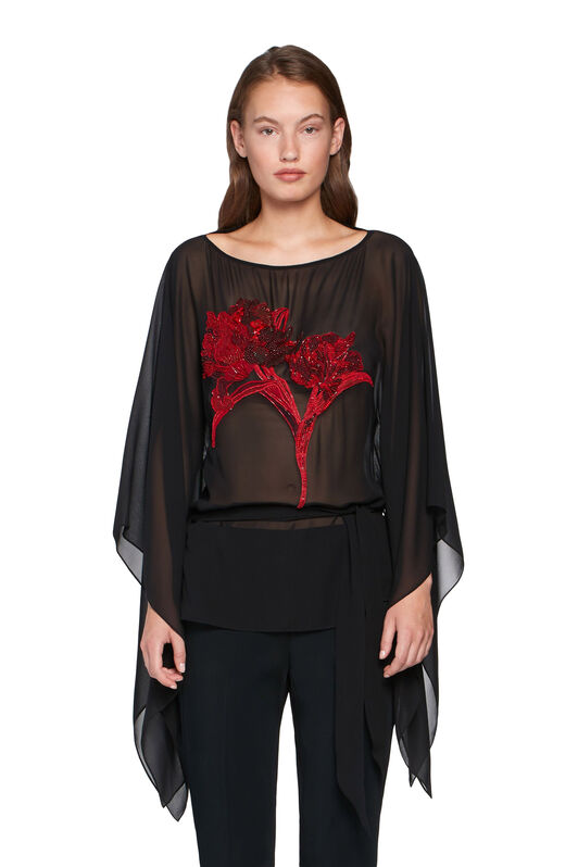 RC Tulip Embellished Chiffon Kaftan BLACK IQR725-GG001