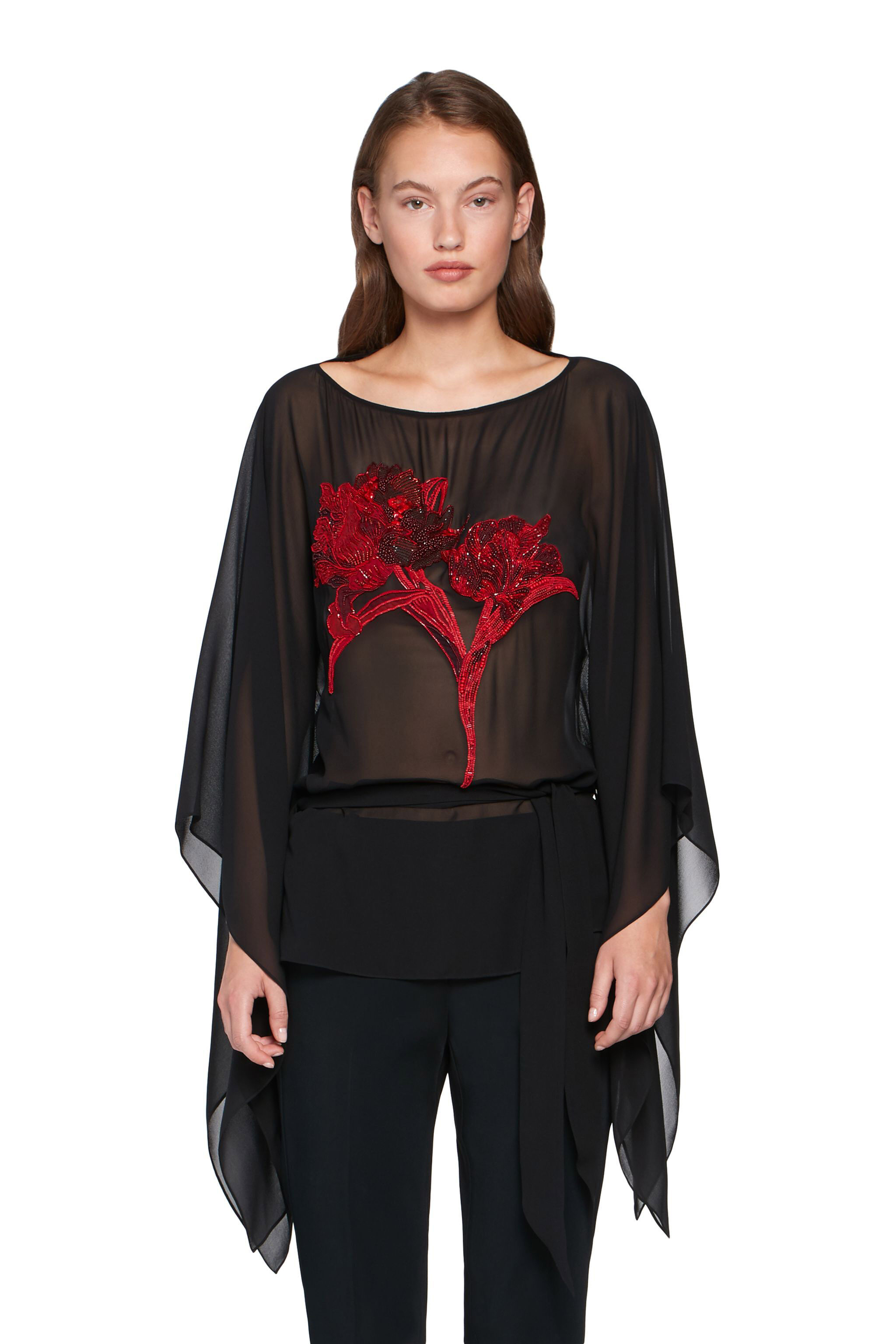 RC Tulip Embellished Chiffon Kaftan BLACK IQR725-GG001