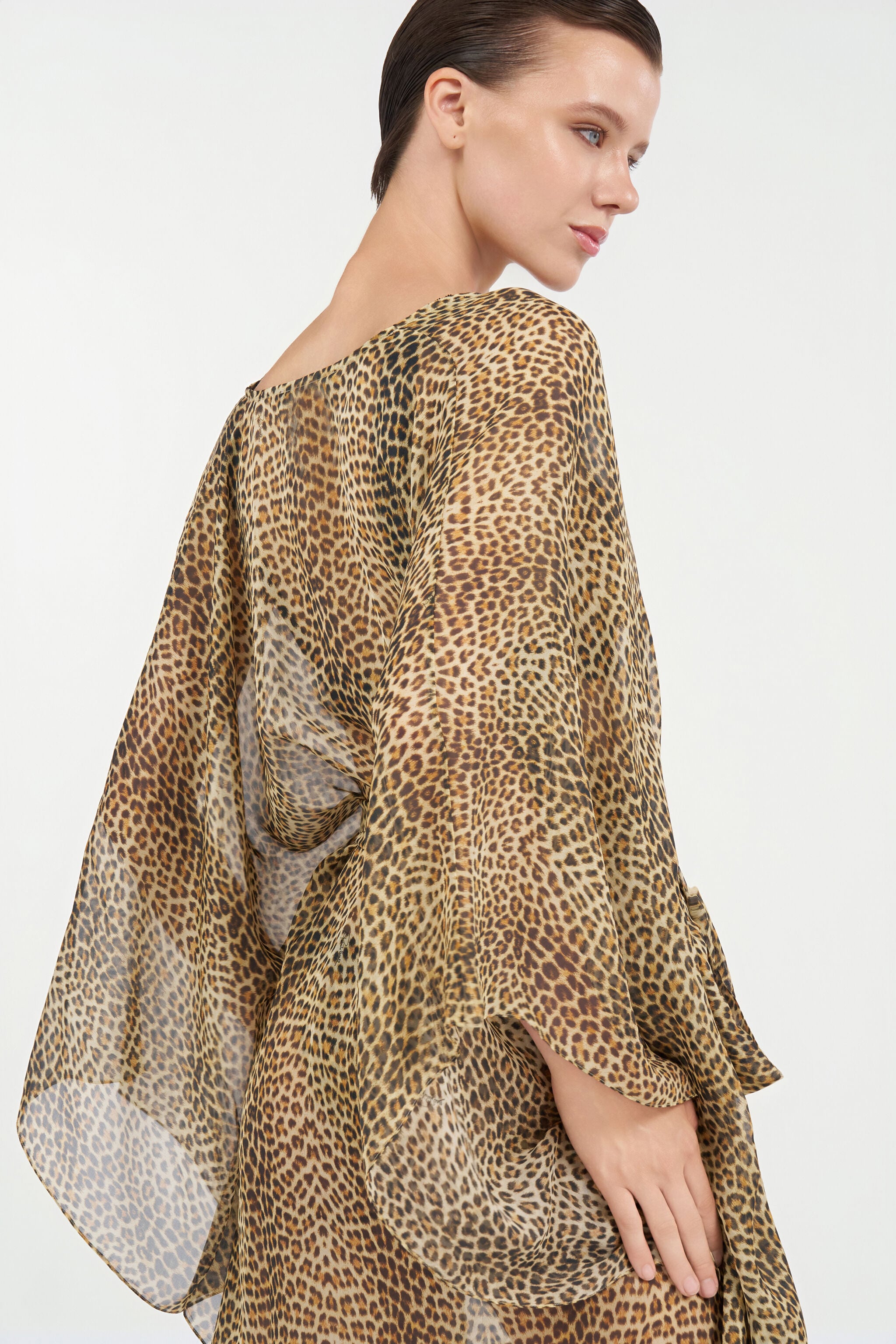 RC Baby Jaguar Print Silk Kaftan BROWN WQW028-HNR31