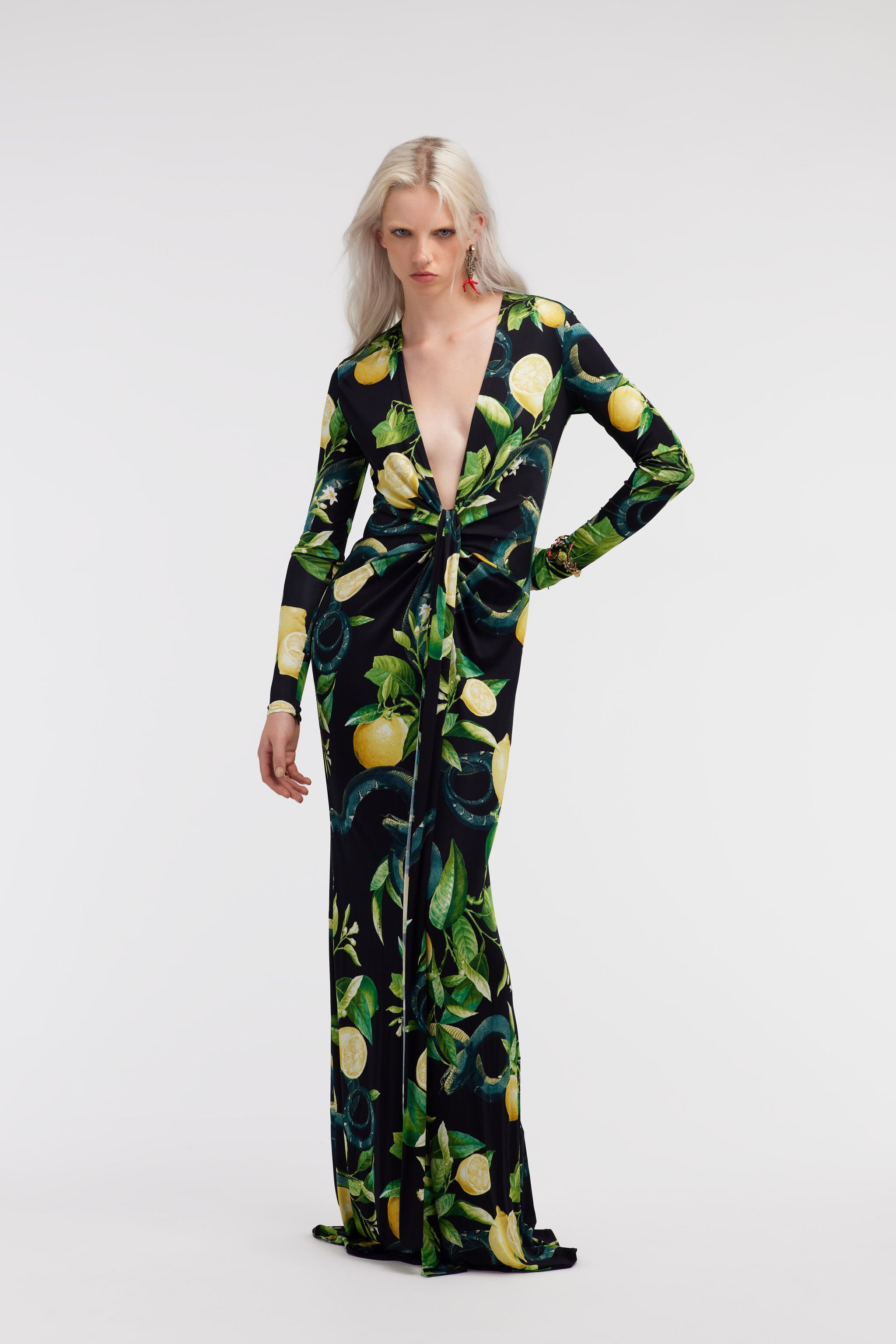 RC Lemon print long dress Black SKT107-JRI89