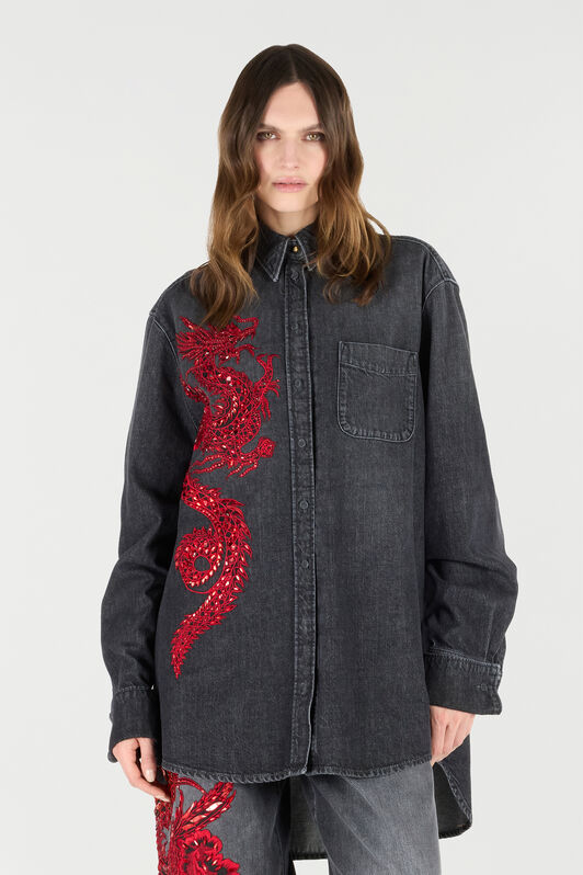 RC Shirt with Embroidery and Sequins RC Shirt with Embroidery and Sequins Noir/Rouge VQJ161-DN001