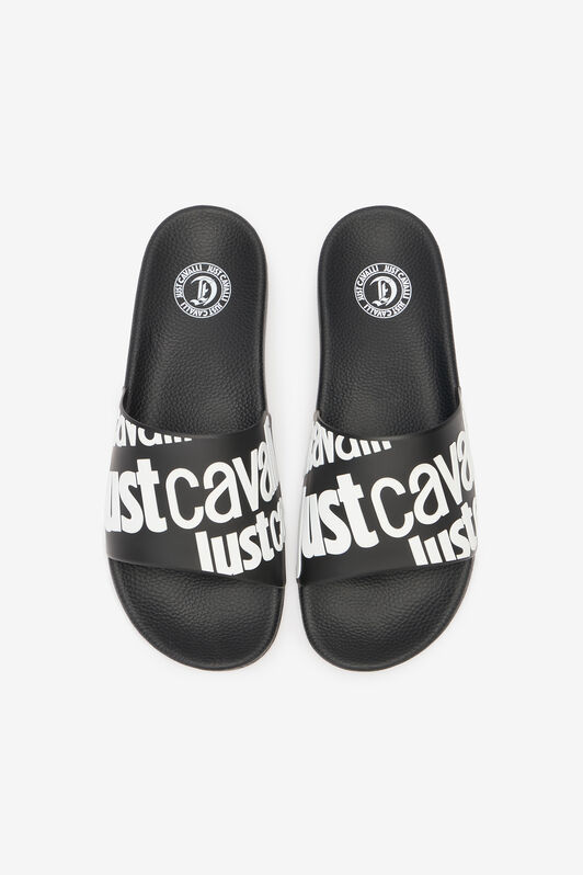 JC Slides Con Lettering Nero/Bianco UFS027-UF302