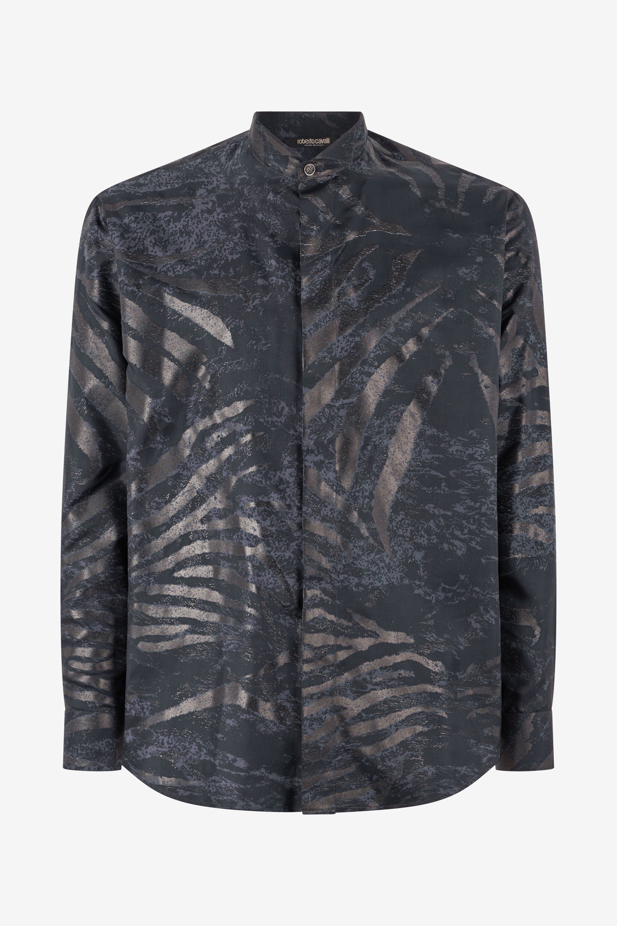 RC Animal-Print Silk Shirt Black URT716-4QN55