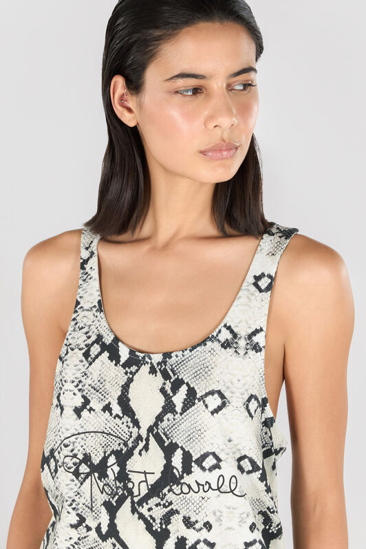 RC Racerback tank top with python-effect print White OOT60F-JFO61