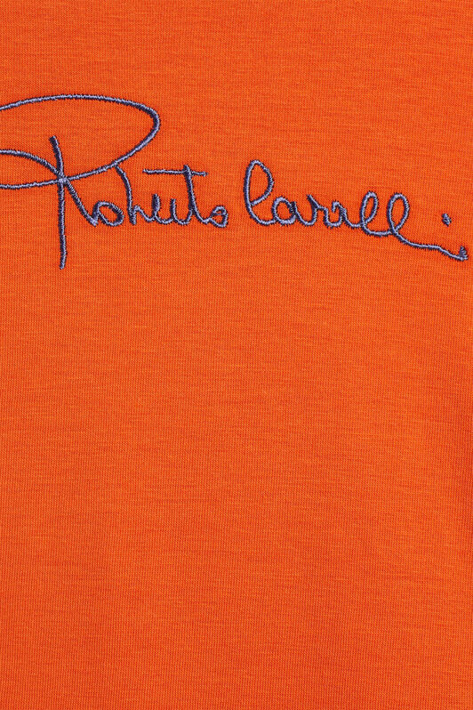 JU Pink logo embroidered T-shirt JU Pink logo embroidered T-shirt ORANGE/BLUE IJT636-JV025
