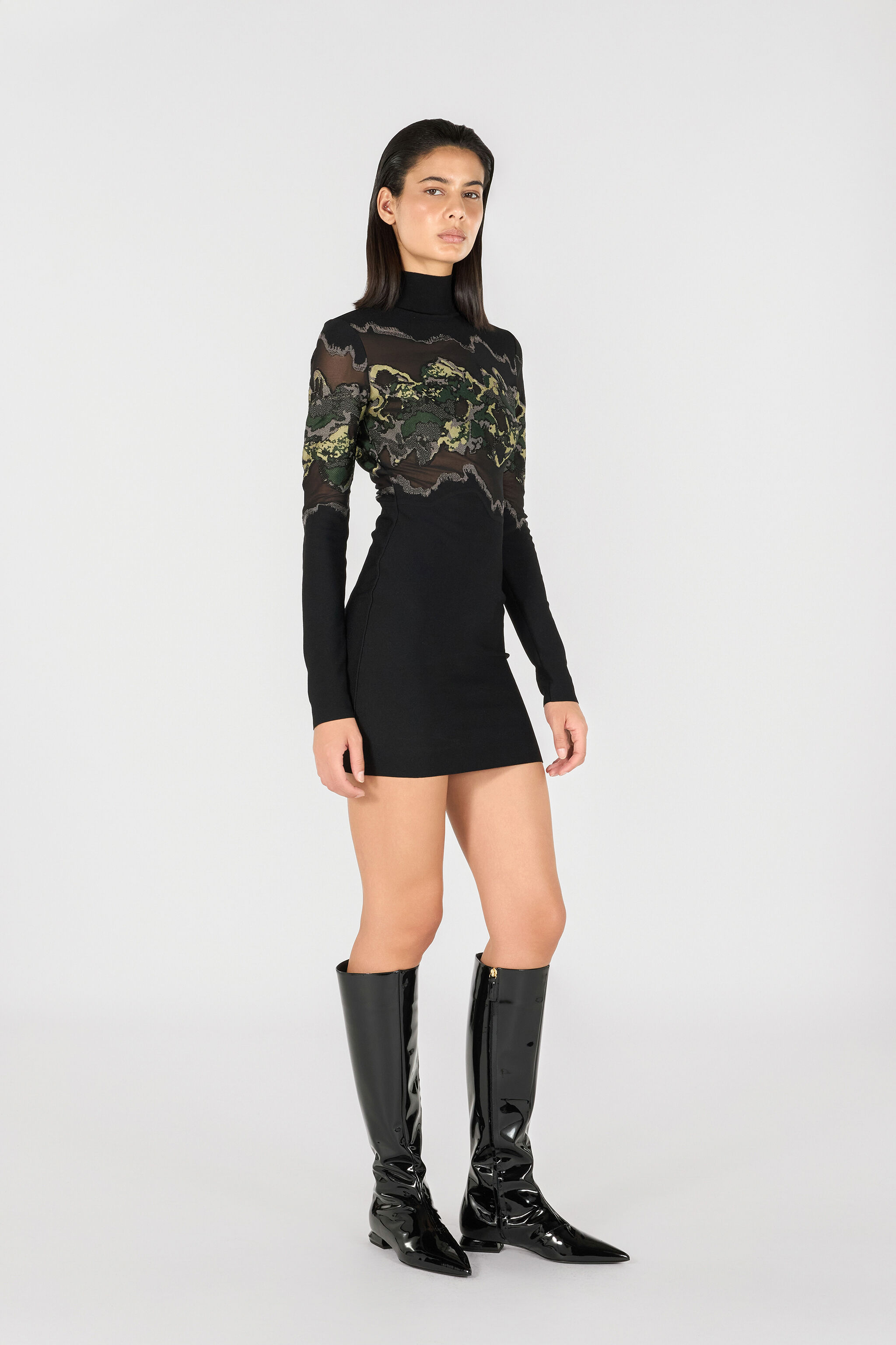 RC Minikleid Mit Jacquardmuster Marble Dunkelgrün TWM100-MA012
