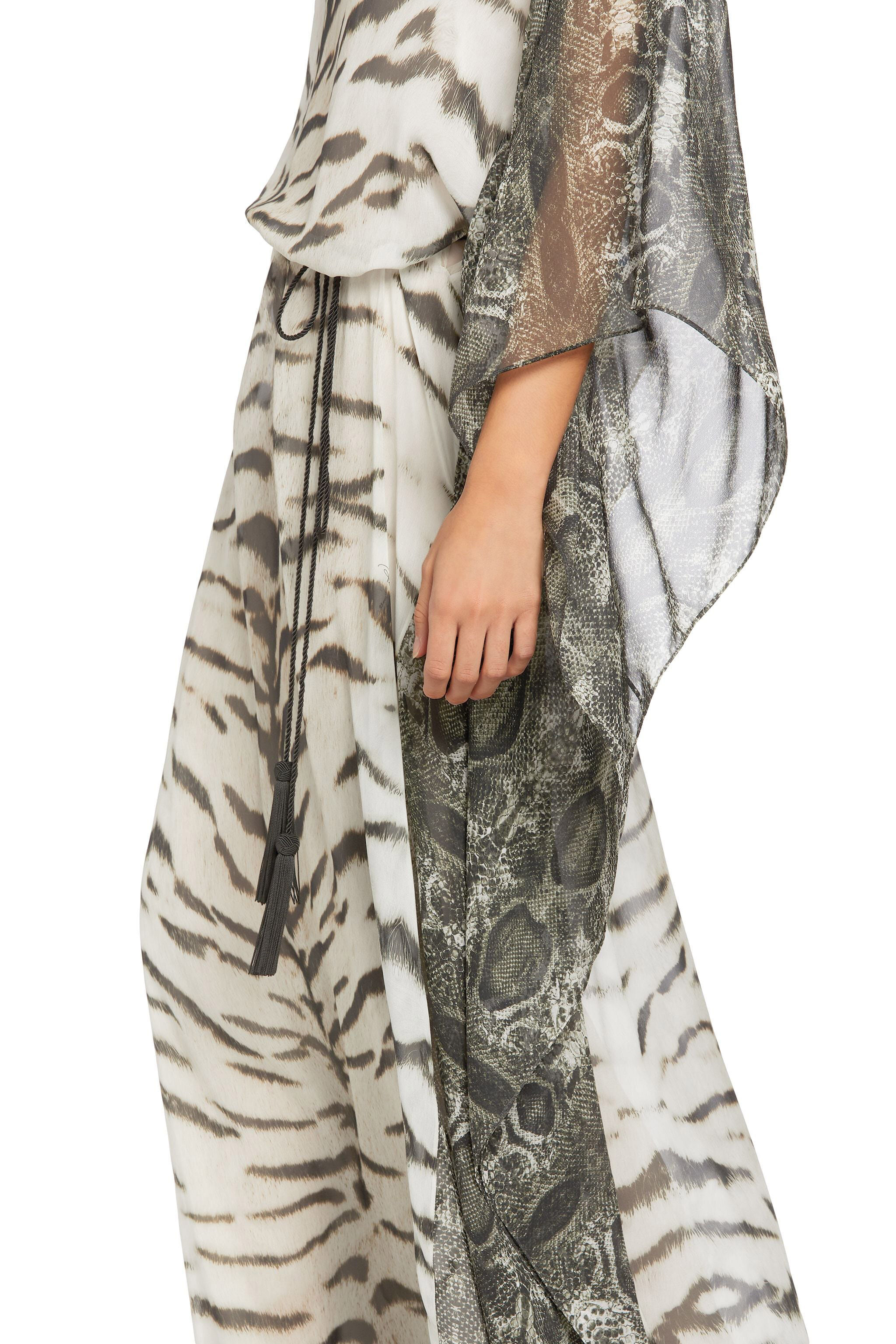 RC Zebra-print maxi dress Black/White MQT914-GFA39