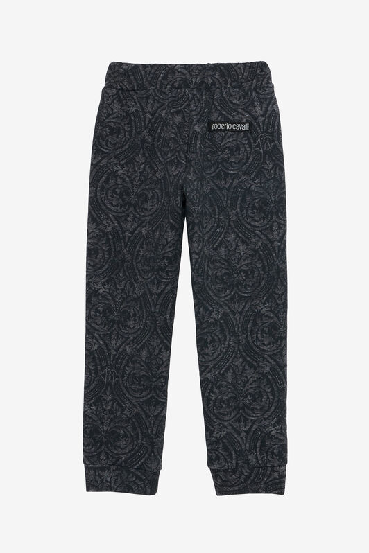 JU Black Track Pants with Floral Print BLACK VJT20F-5OP29