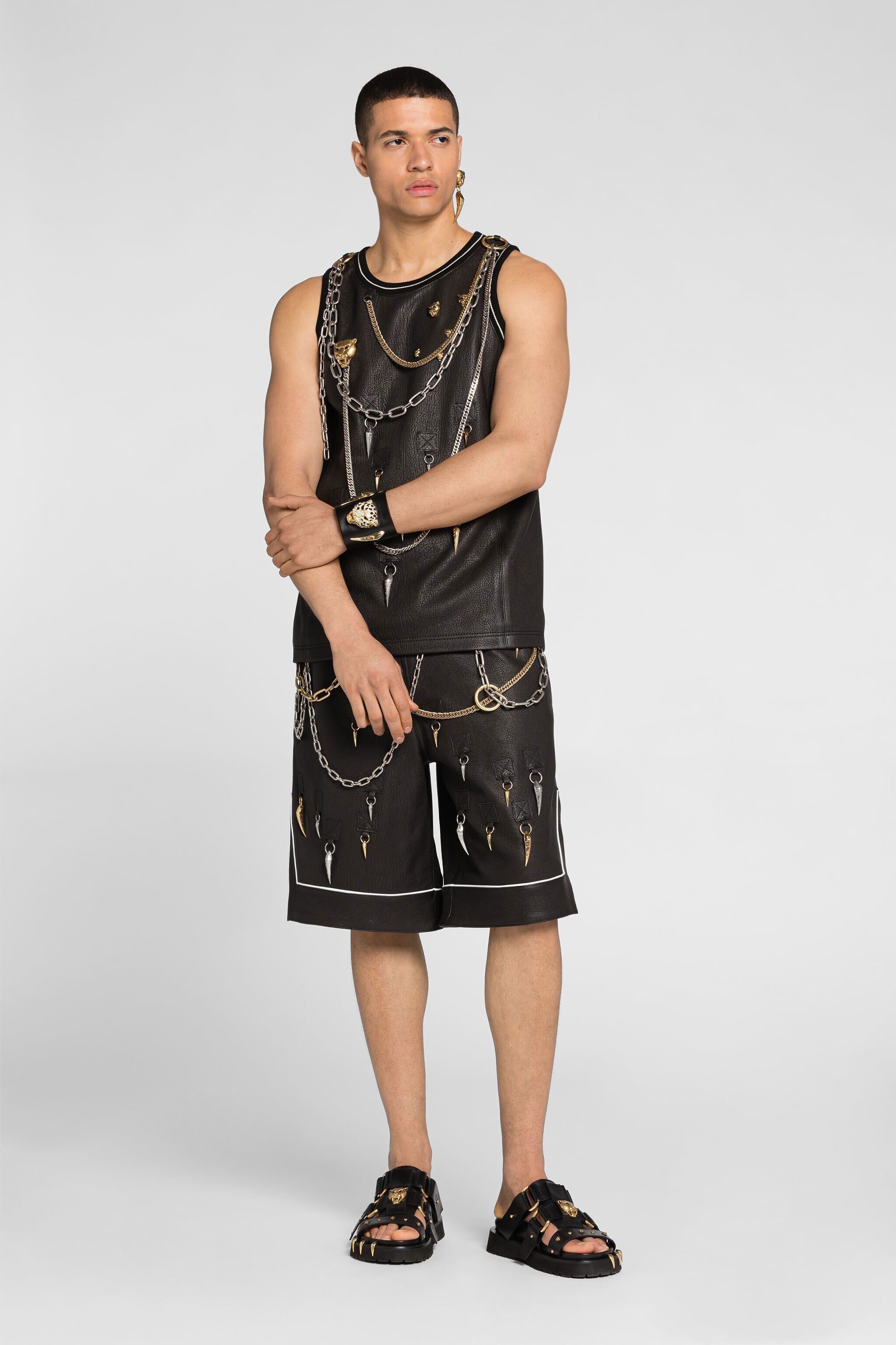 RC Shorts in pelle con zanne Nero ONP210-PN002