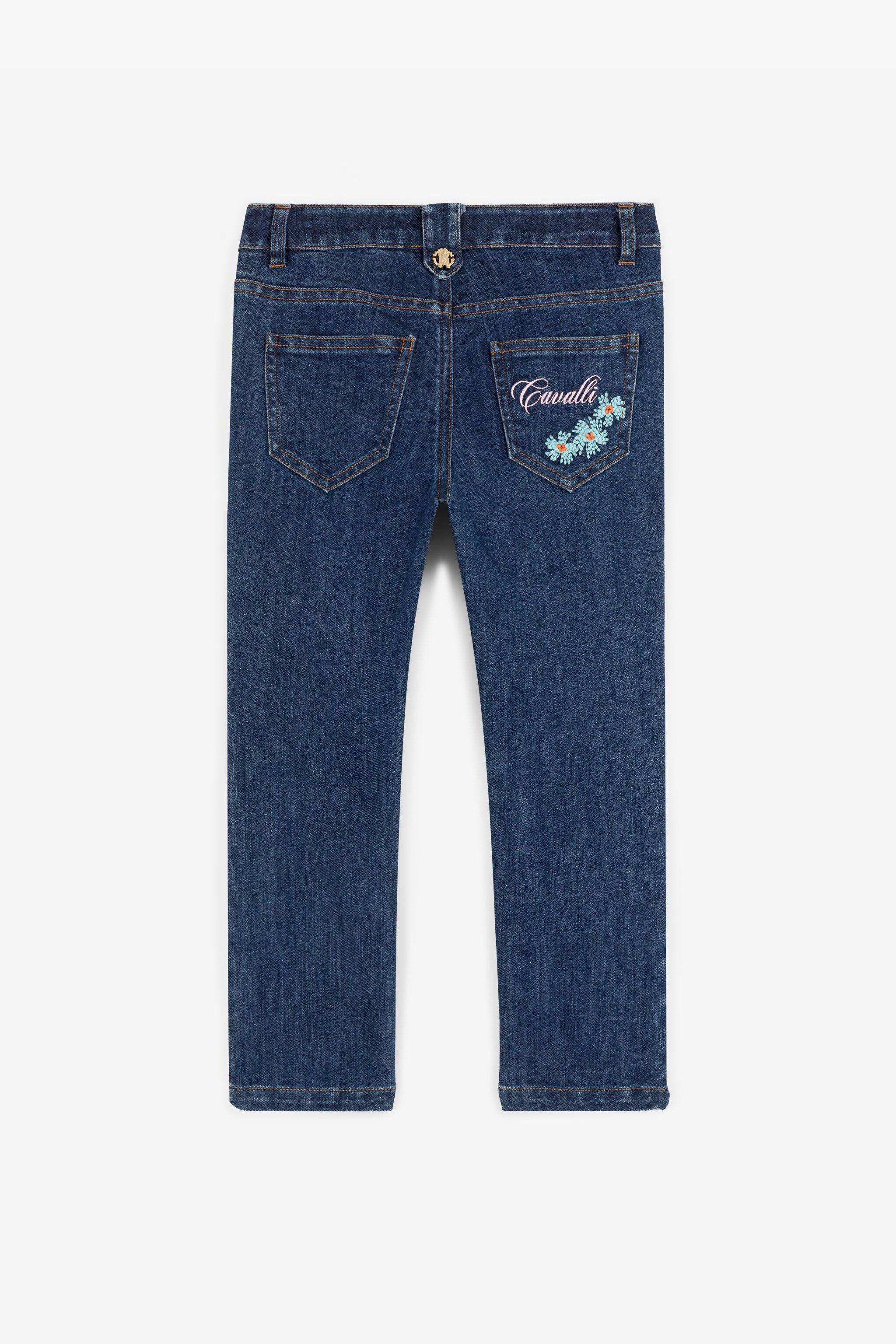 JU Jeans mit Blumen-Bestickung Dunkelblau RJJ206-DS015