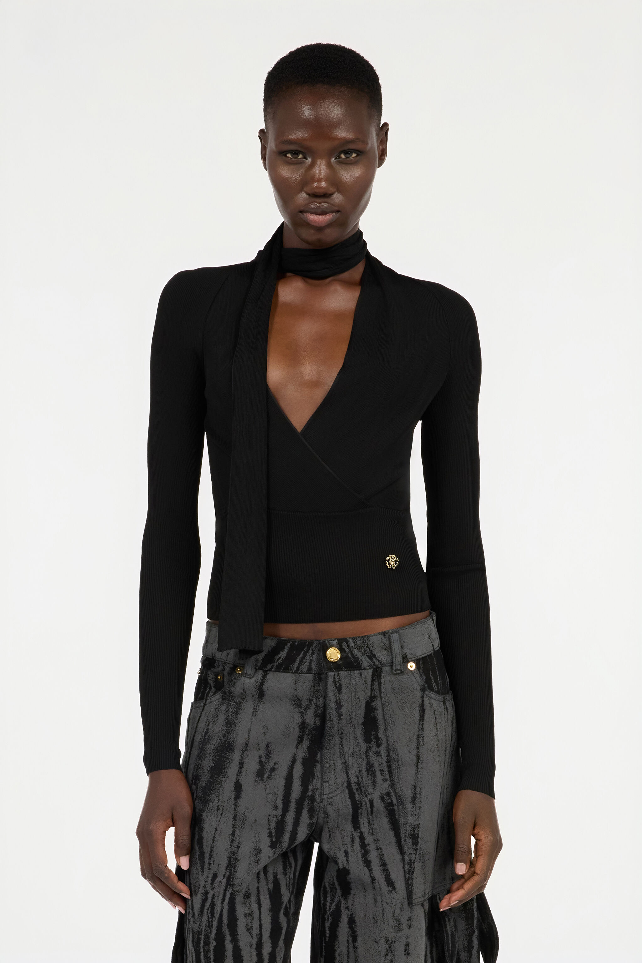 RC Black Wrap-Over Sweater Black VWM603-MH014