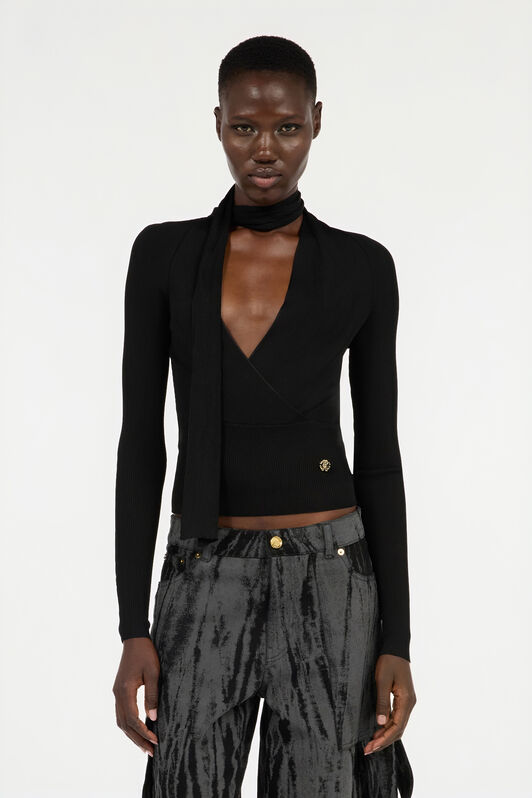RC Black Wrap-Over Sweater RC Black Wrap-Over Sweater Black VWM603-MH014