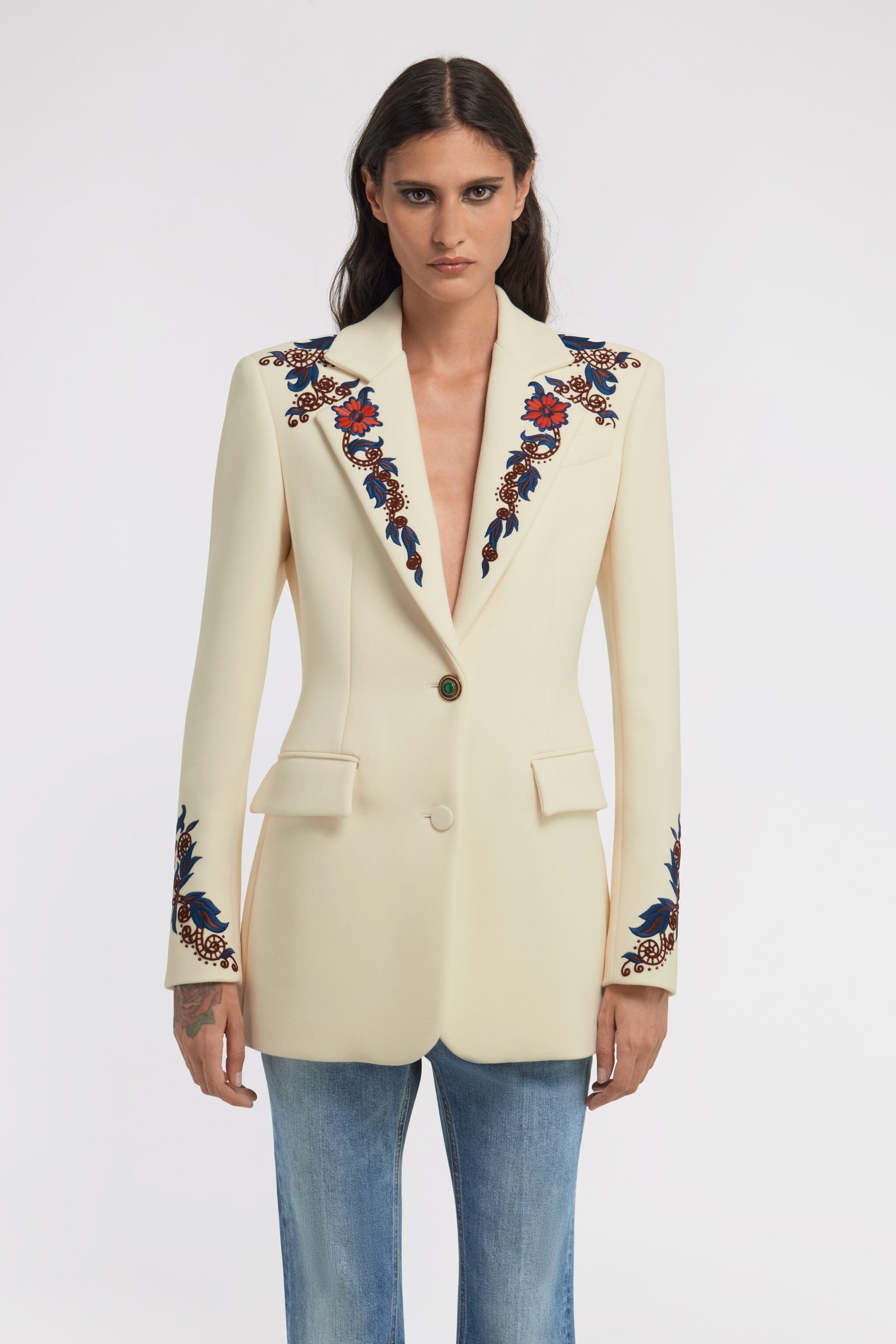 RC Floral Printed Jacket Ivory TKR405-VI037