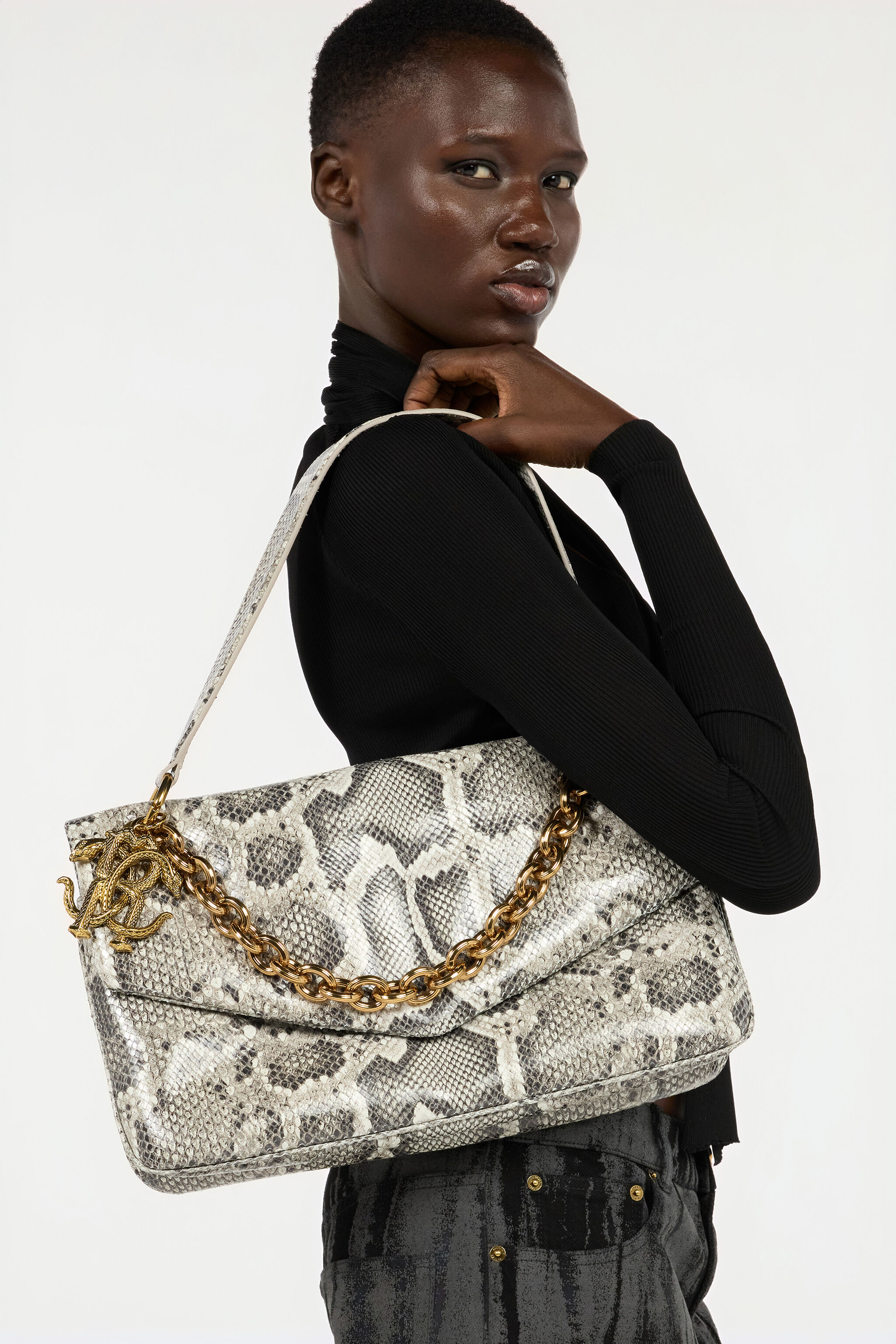 RC Shoulder Bag in Rock Python Print Marron clair VWB002-PZ407