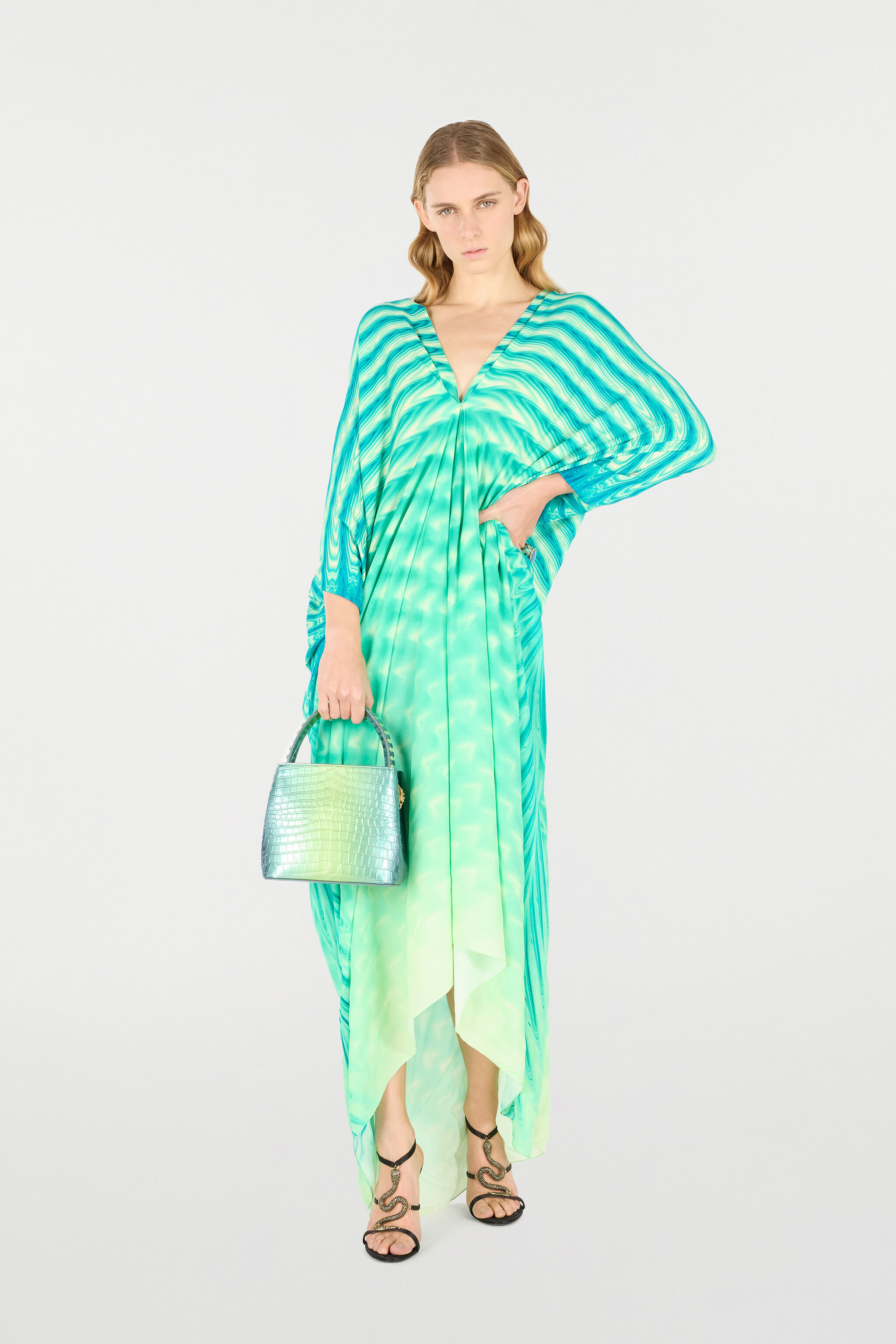 RC Caftan With All-Over Print Light green UKT181-KWN47