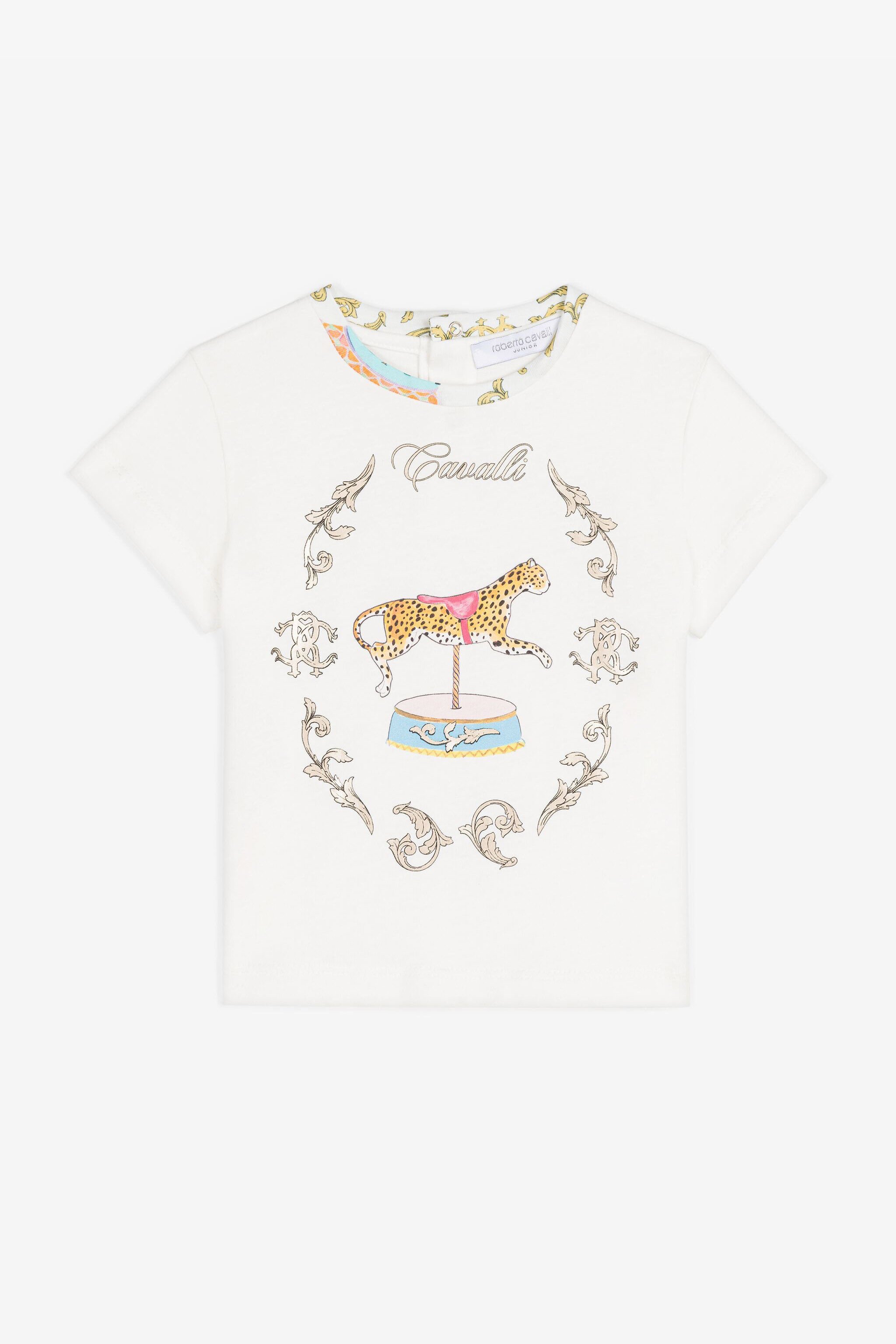 JU Jaguar And Filigree-Print T-Shirt White RJT600-JD001
