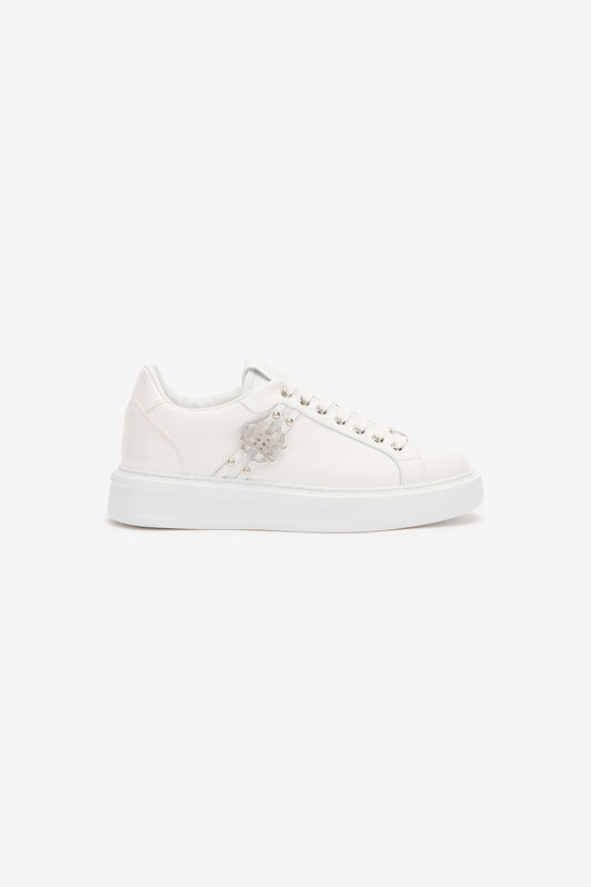 RC Leather Sneakers with Golden Details Weiß POS01E-PZ085