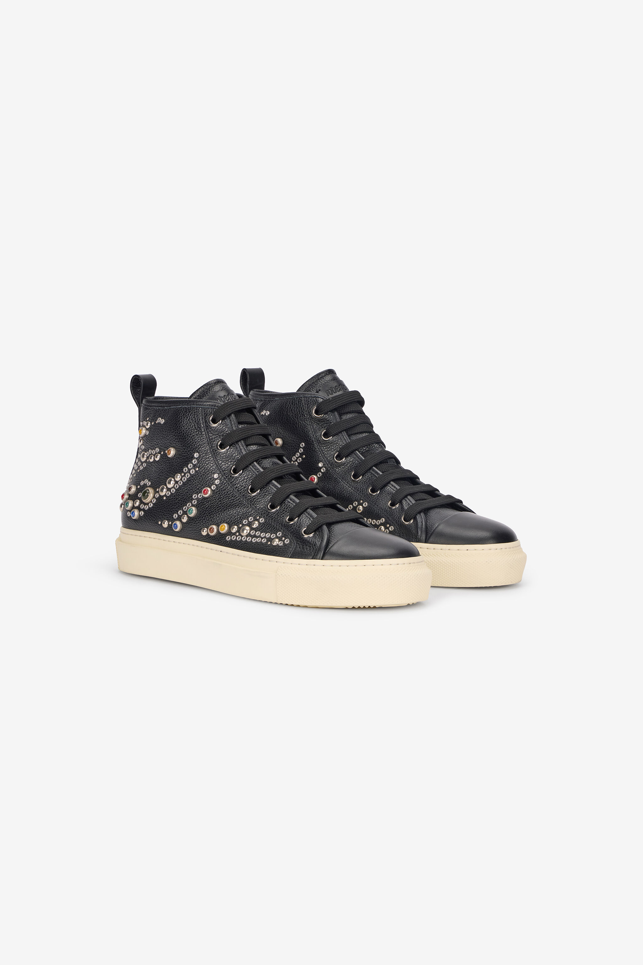 RC Sneakers Alte Con Borchie E Pietre Nero VRS020-PZB05