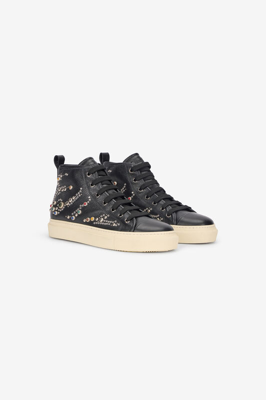 RC Sneakers Alte Con Borchie E Pietre RC Sneakers Alte Con Borchie E Pietre Nero VRS020-PZB05