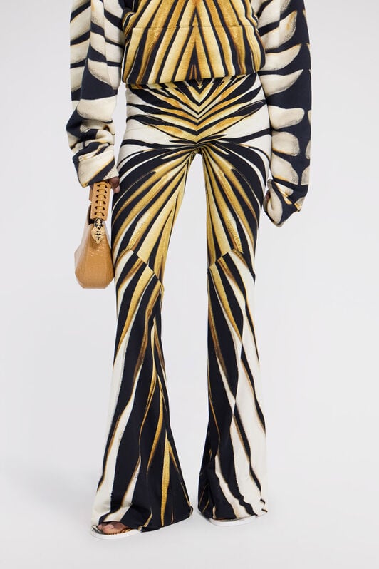 RC Ray Of Gold Print Flared Trousers Gold TKT202-LNM33