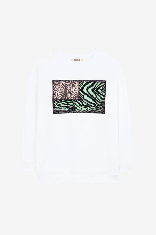 RC Animalier Patchwork-Print Appliqué Sweatshirt White OKT66D-CF050