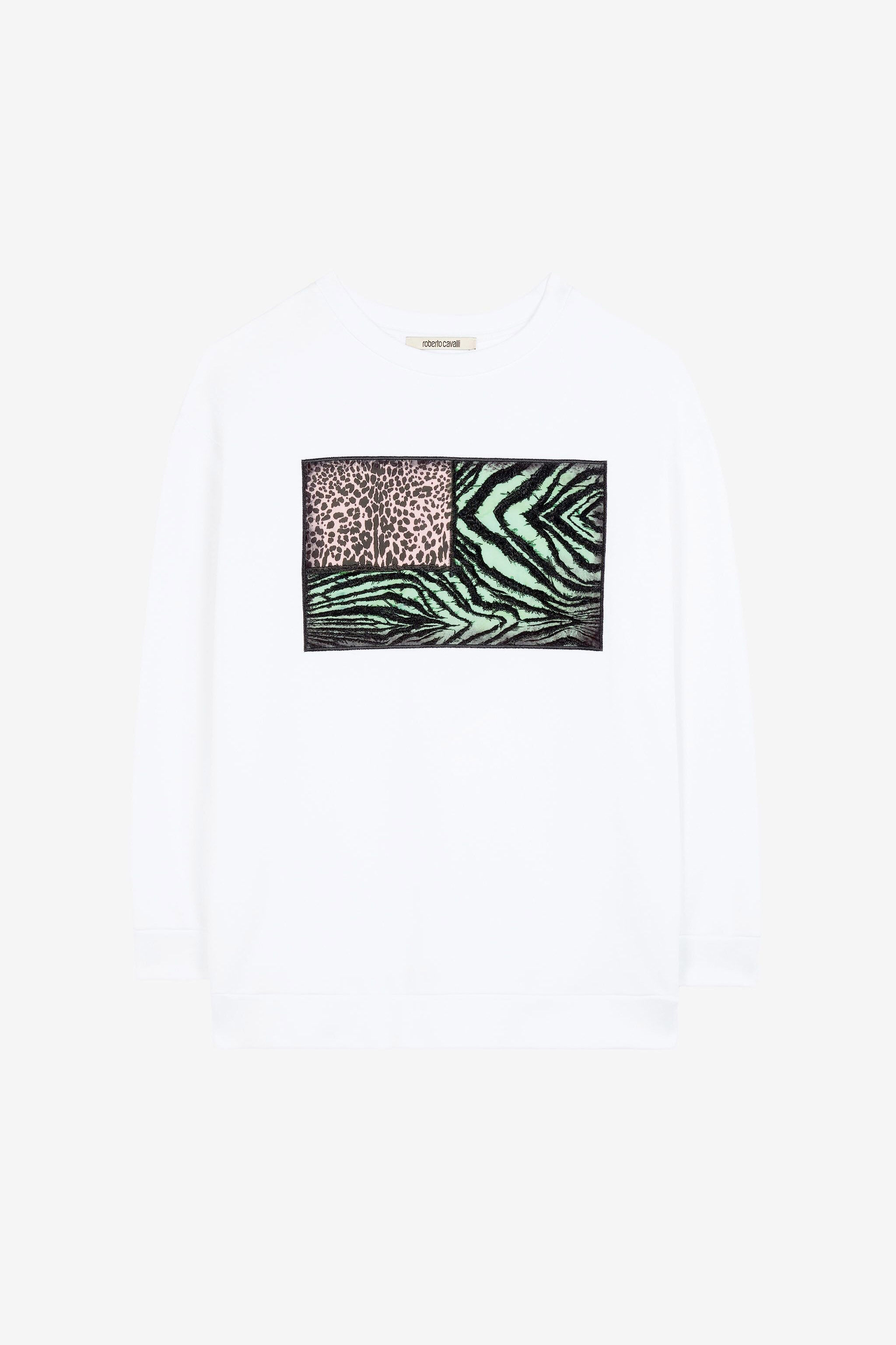 RC Animalier Patchwork-Print Appliqué Sweatshirt White OKT66D-CF050
