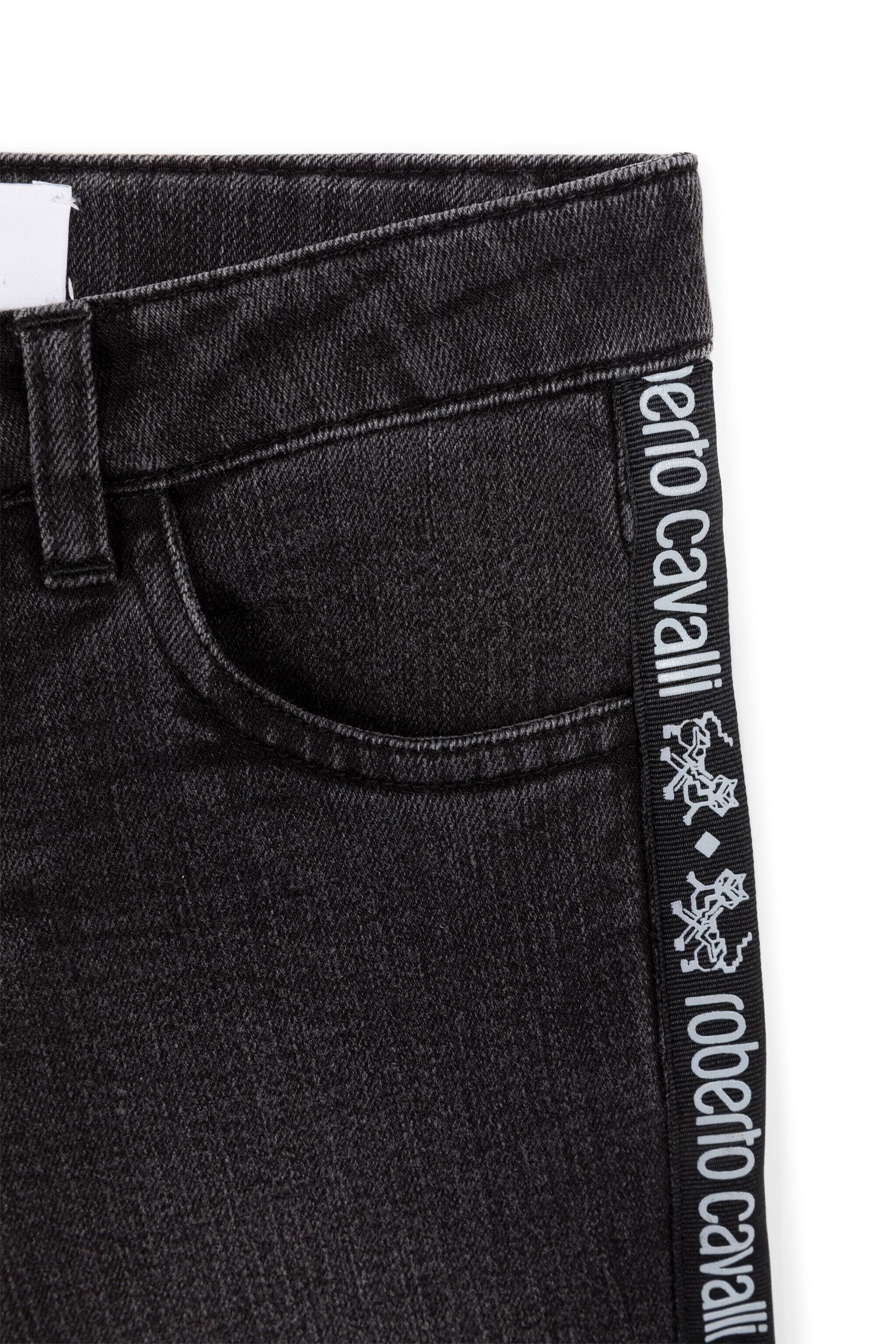 JU Logo-Stripe Denim Shorts Noir KJJ250-DS029