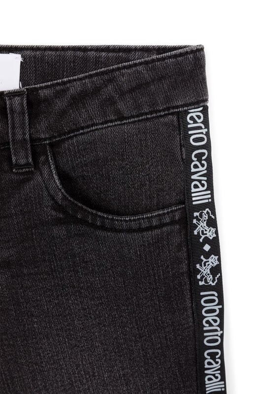 JU Logo-Stripe Denim Shorts JU Logo-Stripe Denim Shorts Noir KJJ250-DS029