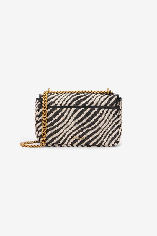 JC Borsa A Tracolla Con Motivo Tiger Skin Avorio/Nero UFB118-UF487