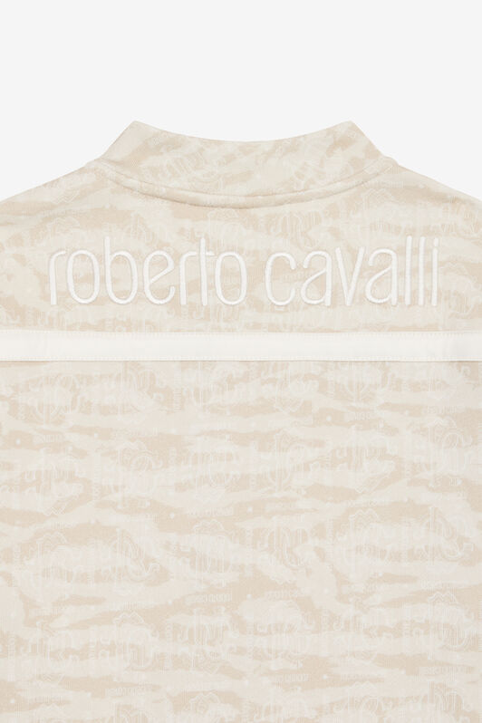 JU Zip-Up Sweatshirt With Tiger Skin Print Ivory UJT68E-5OO44