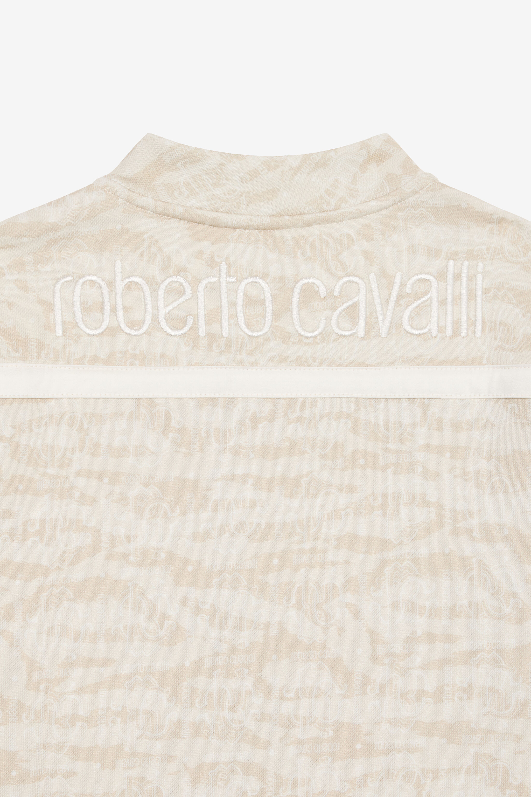 JU Zip-Up Sweatshirt With Tiger Skin Print Ivory UJT68E-5OO44