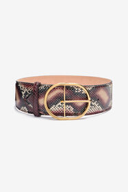 ${brand} Shaped belt in printed leather ${colorDescription} ${masterID}