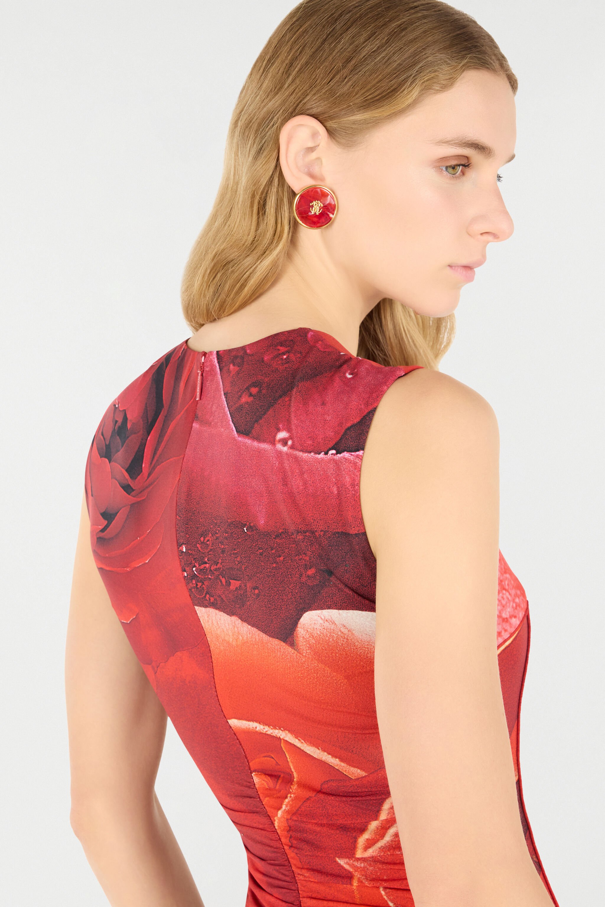RC Robe Midi À Imprimé Roses Rouge UKT147-LNN48