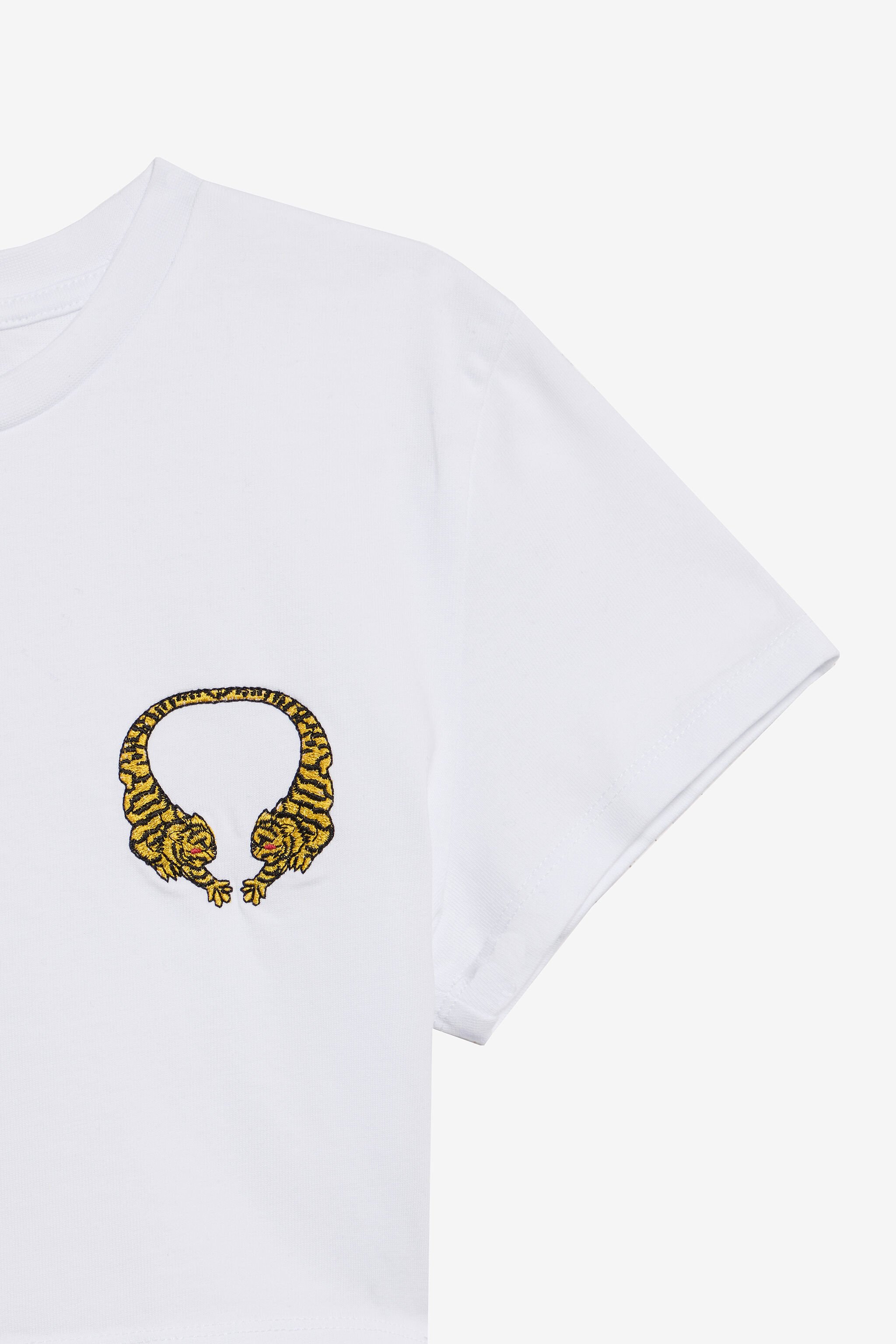 RC Crop-Top aus Baumwolle mit Tigermotiv WHITE WQT63B-JD028