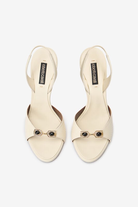 RC Sandalias blancas con hebilla joya y detalle de serpiente WHITE WWS006-PZB29