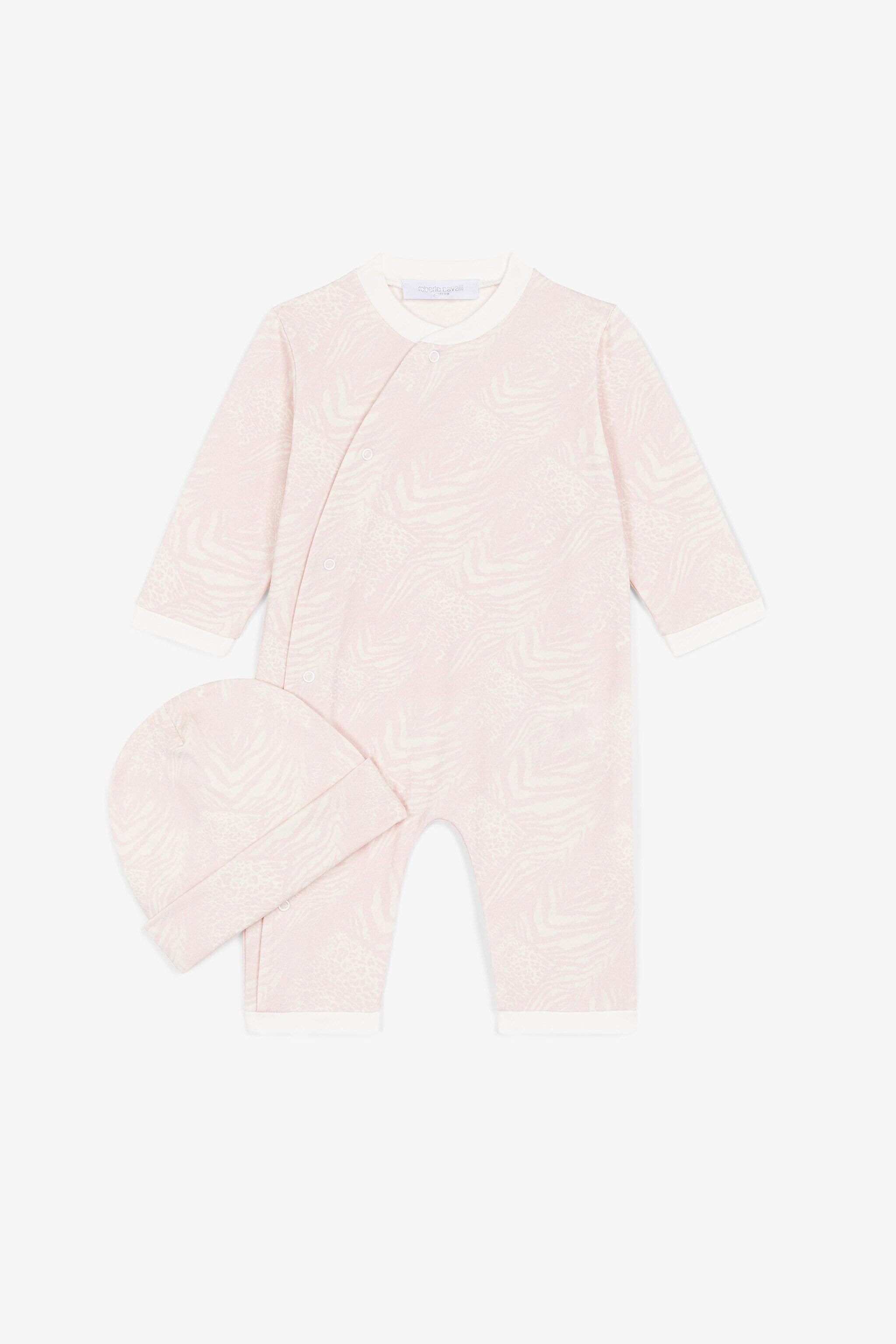 JU Animalier Patchwork-Print Babygrow Set Pink OJT80A-JMC76