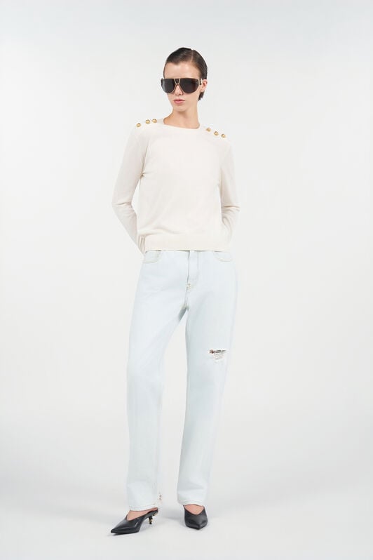 RC Light-Wash Denim Jeans with Distressed Details DARK BLUE WQJ200-VT002