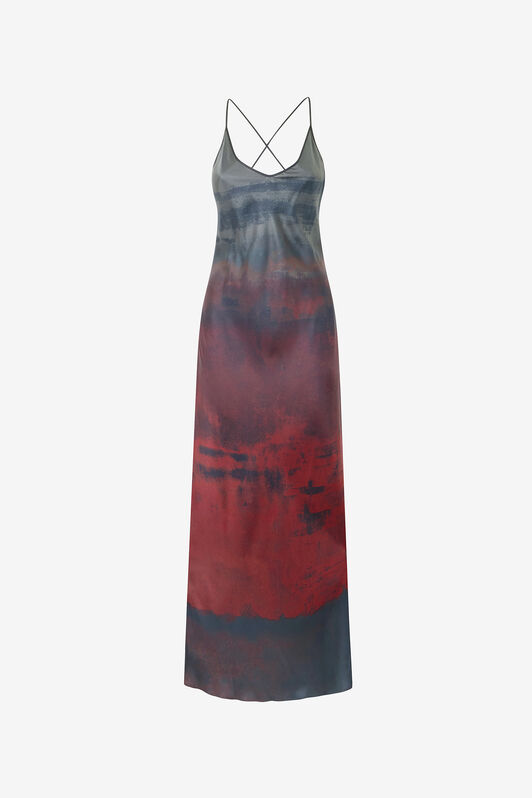 RC Slip-Style Long Dress with Garment-Dyed Effect RC Slip-Style Long Dress with Garment-Dyed Effect Negro/Rojo VQT102-4QP69