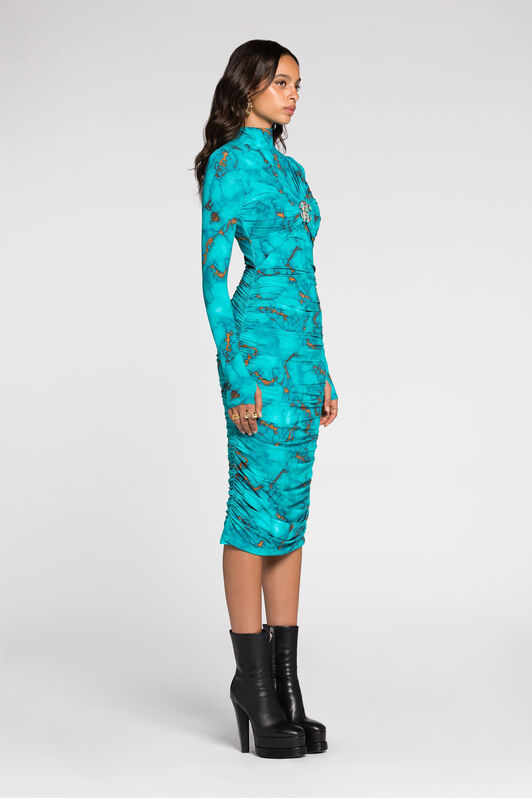 RC Marble-print bodycon midi dress Light blue RKT113-LNH62
