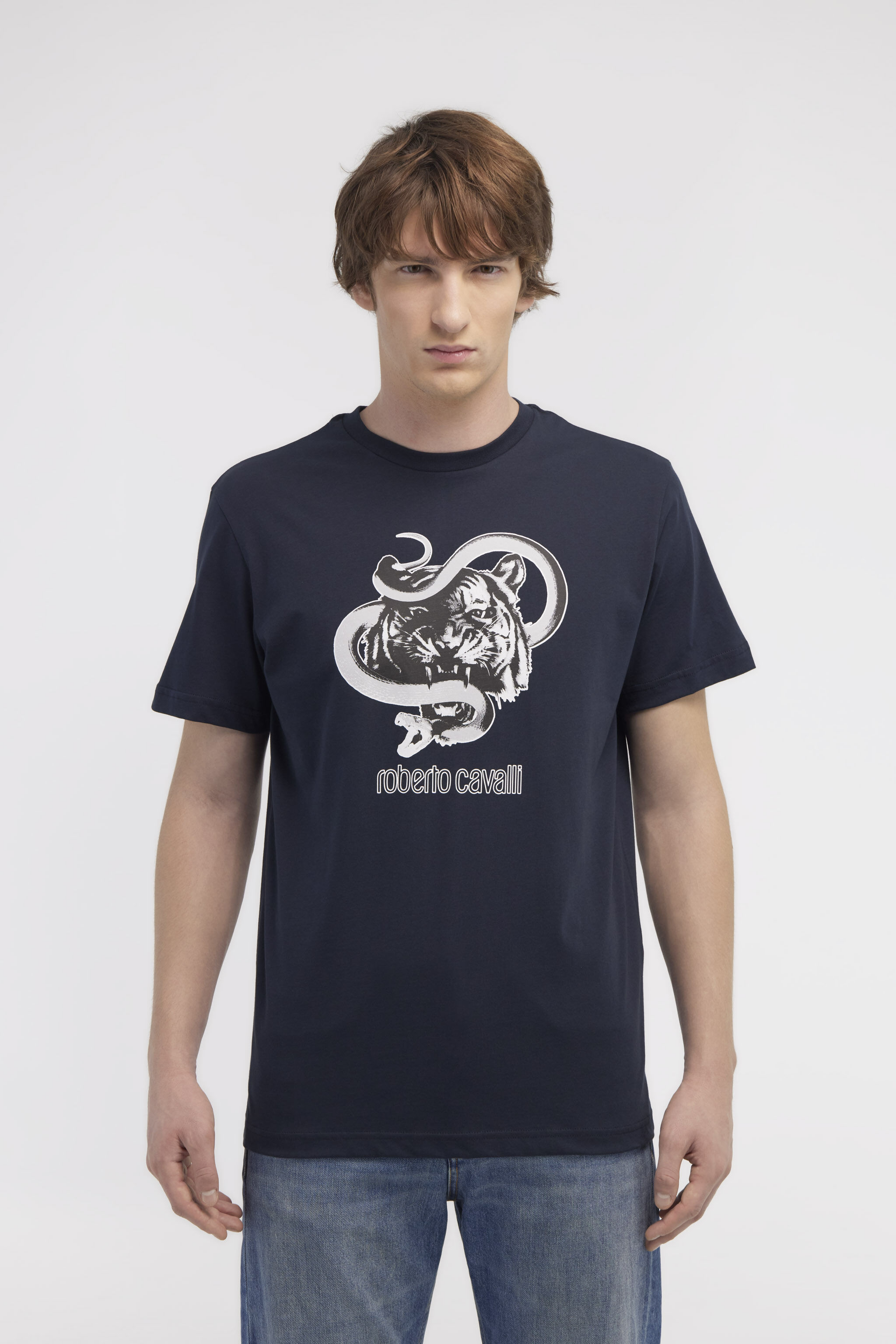 RC T-shirt with Jaguar and Snake prints Dark blue NOT60J-JD060