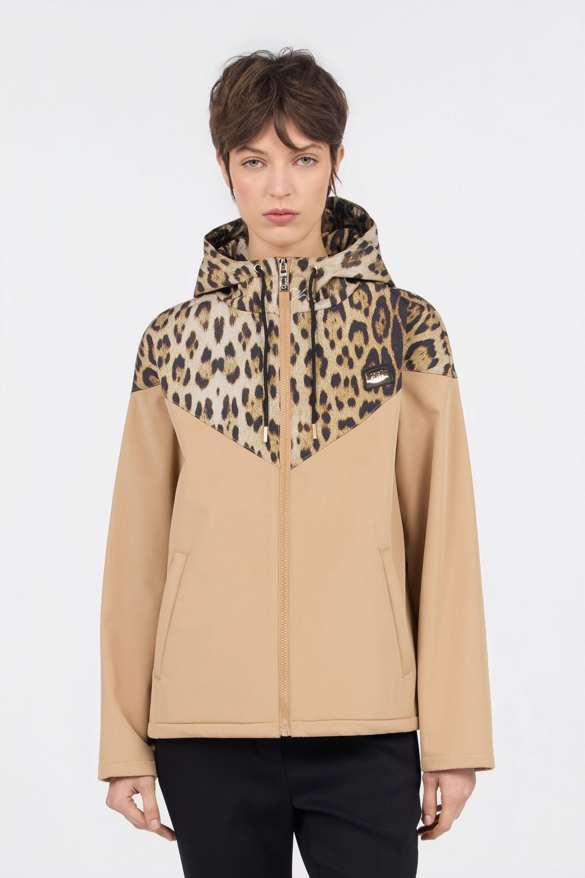 CL Blouson Bomber à Capuche en Imprimé Léopard CL Blouson Bomber à Capuche en Imprimé Léopard Gold/Natural RXT40J-SB001