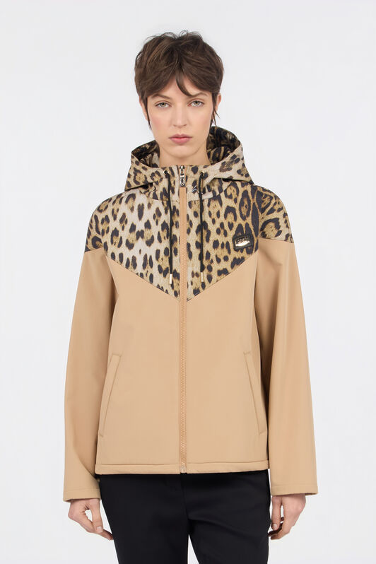 CL Blouson Bomber à Capuche en Imprimé Léopard CL Blouson Bomber à Capuche en Imprimé Léopard Gold/Natural RXT40J-SB001