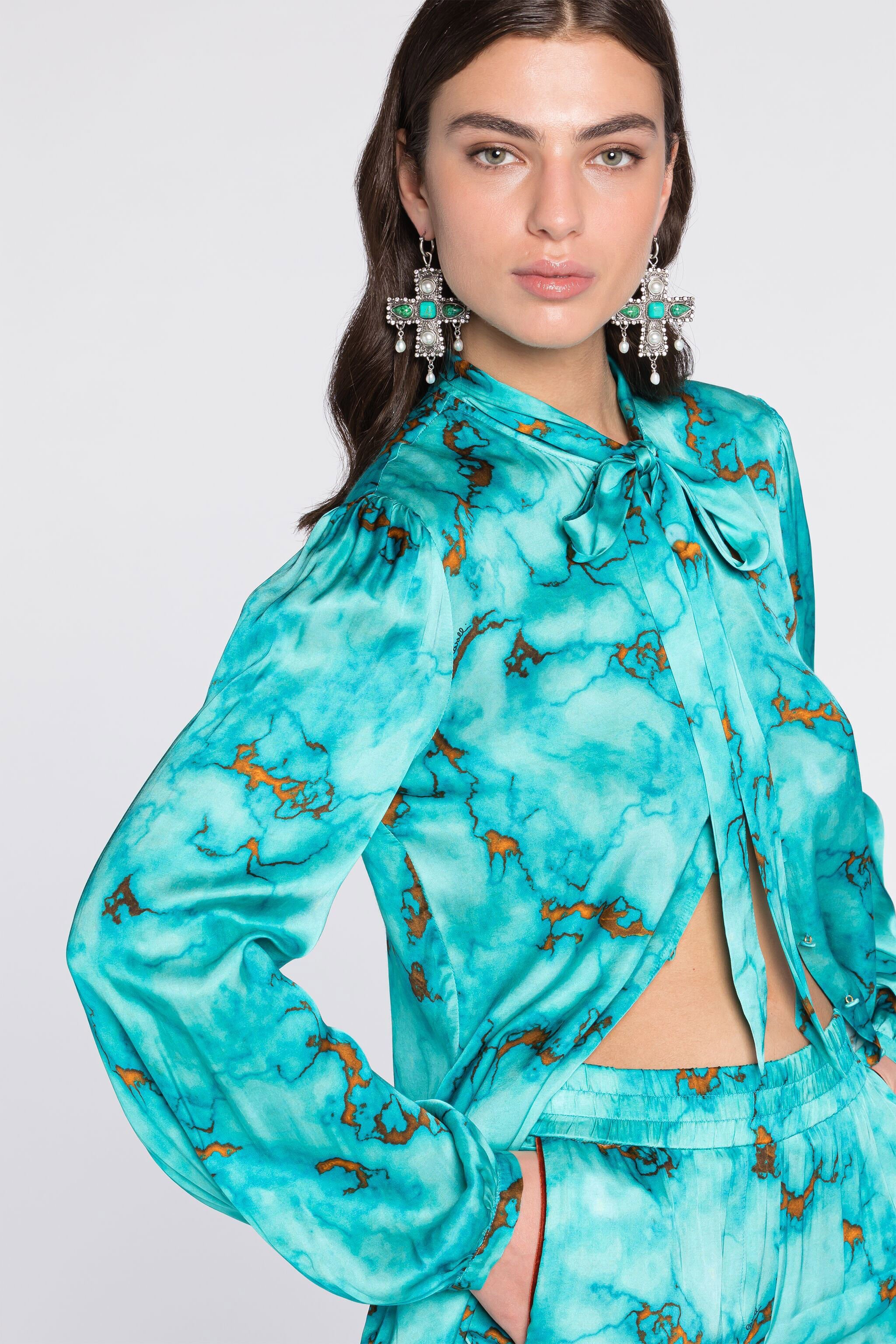 RC Marble-Print Shirt Light blue RKT705-SZH62