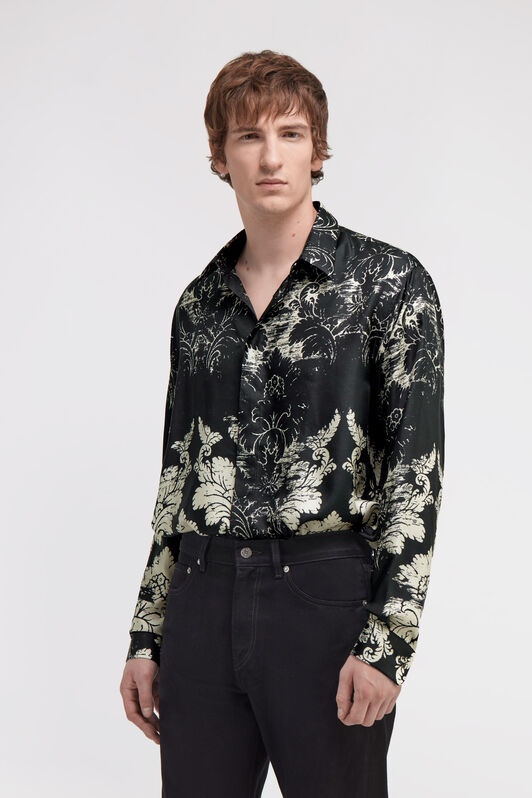 RC Camicia in seta con stampa Broccato Nero TRT713-4QN14