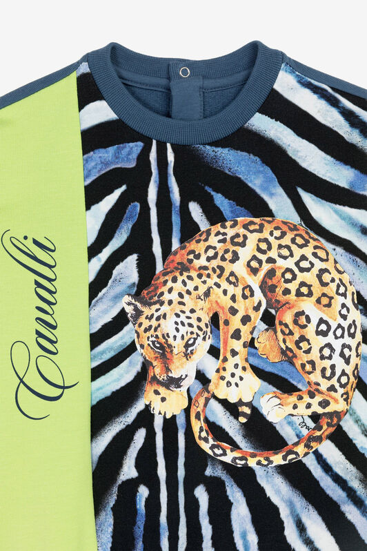 JU Zebra-Print Logo-Stripe Top JU Zebra-Print Logo-Stripe Top Blue OJT952-ISA2J